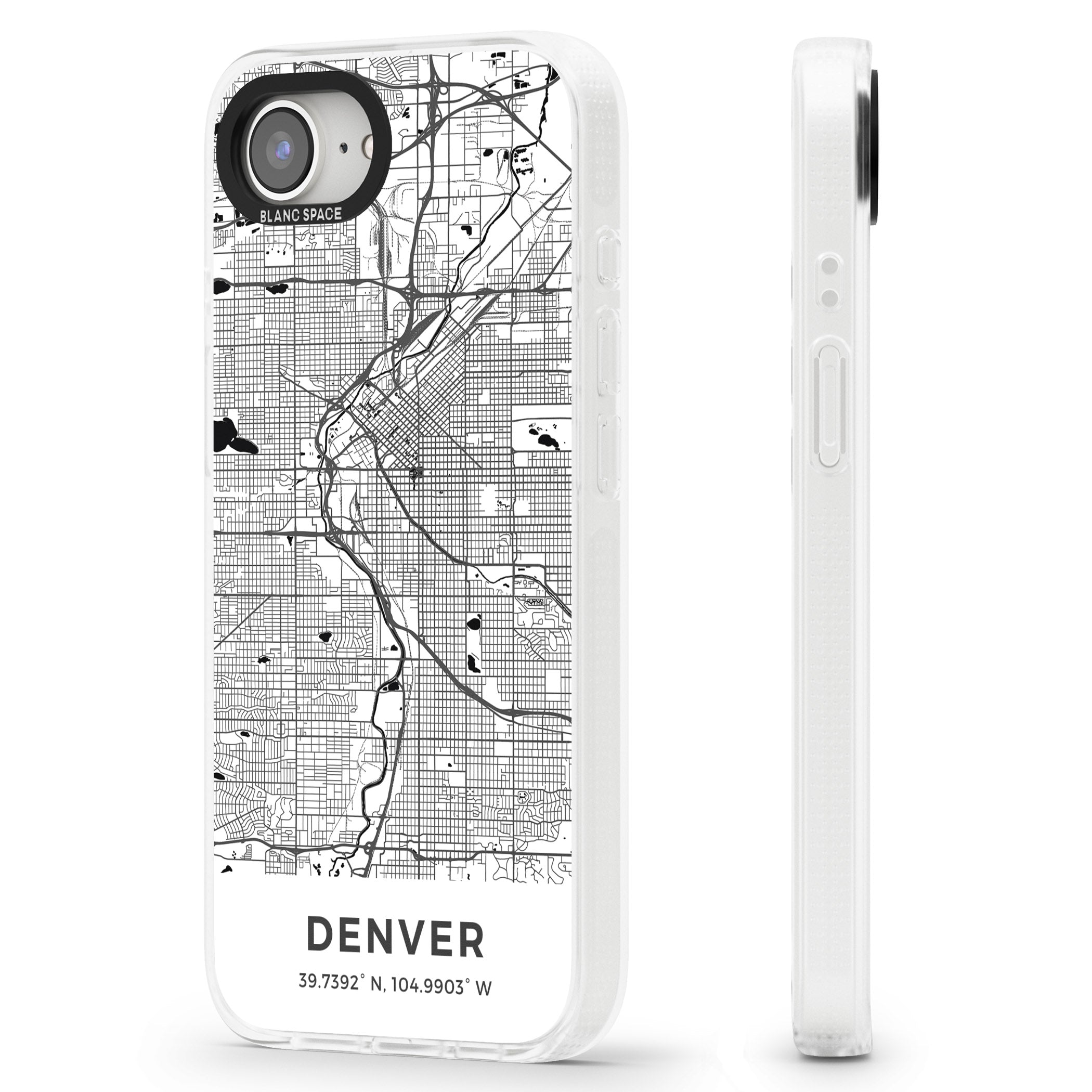 Map of Denver, Colorado iPhone 16e Clear Case Impact Air - Blanc Space