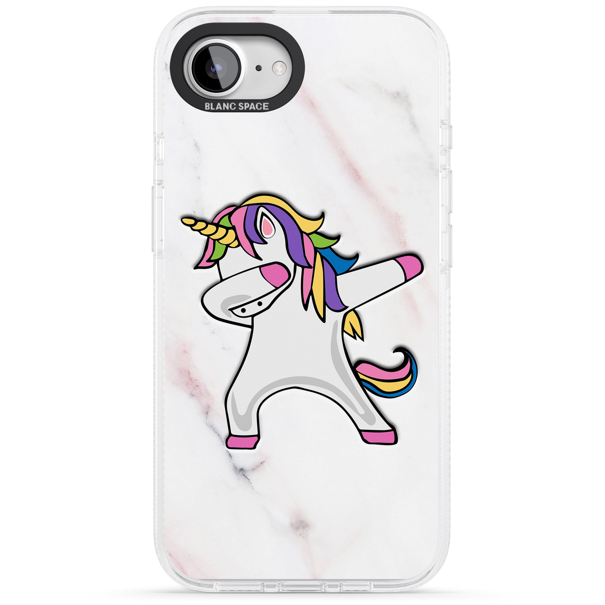 Designer Marble Unicorn Dab iPhone 16e Clear Case Impact Air - Blanc Space