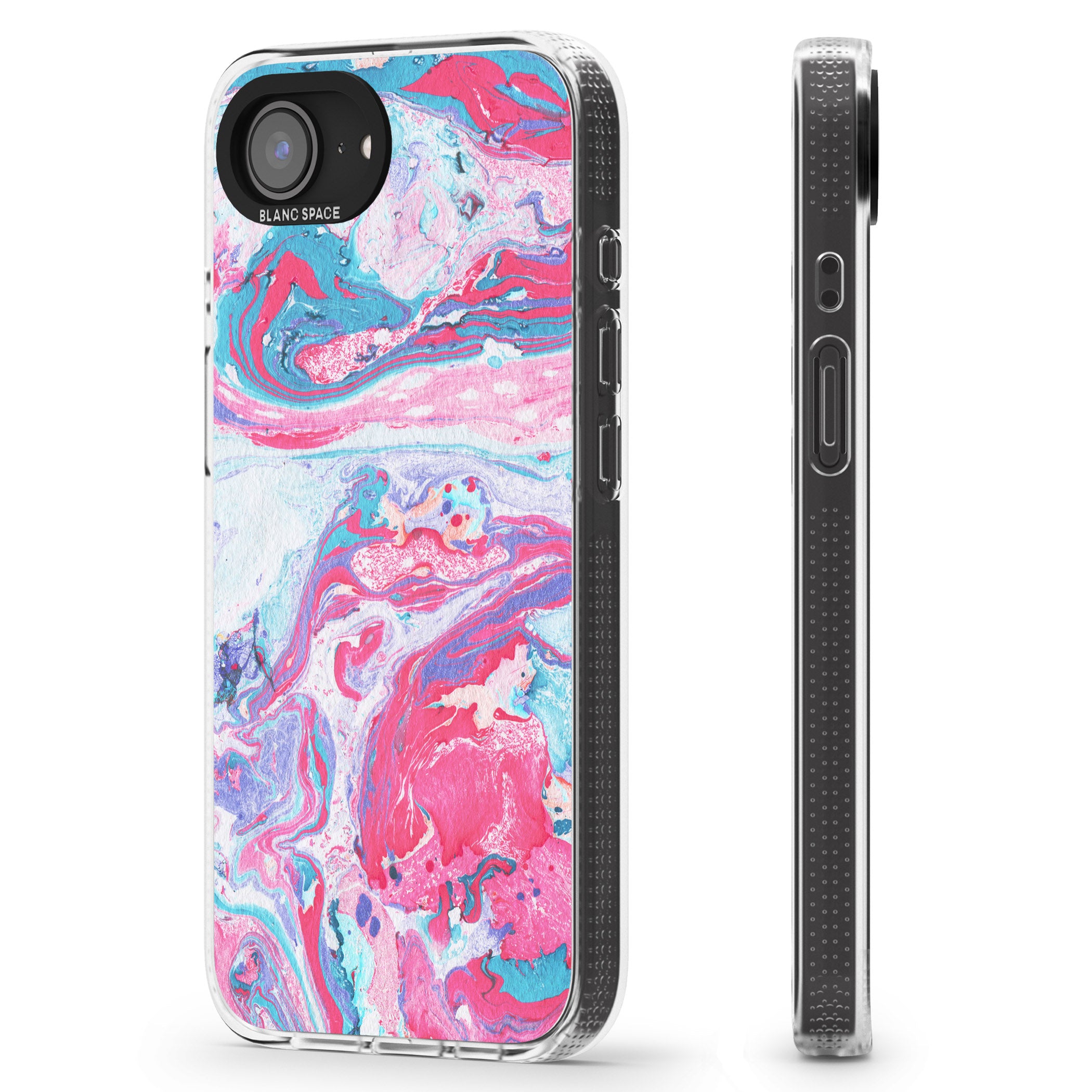 Pink, Blue & Purple Marbled Paper Pattern iPhone 16e Clear Case Impact Air - Blanc Space