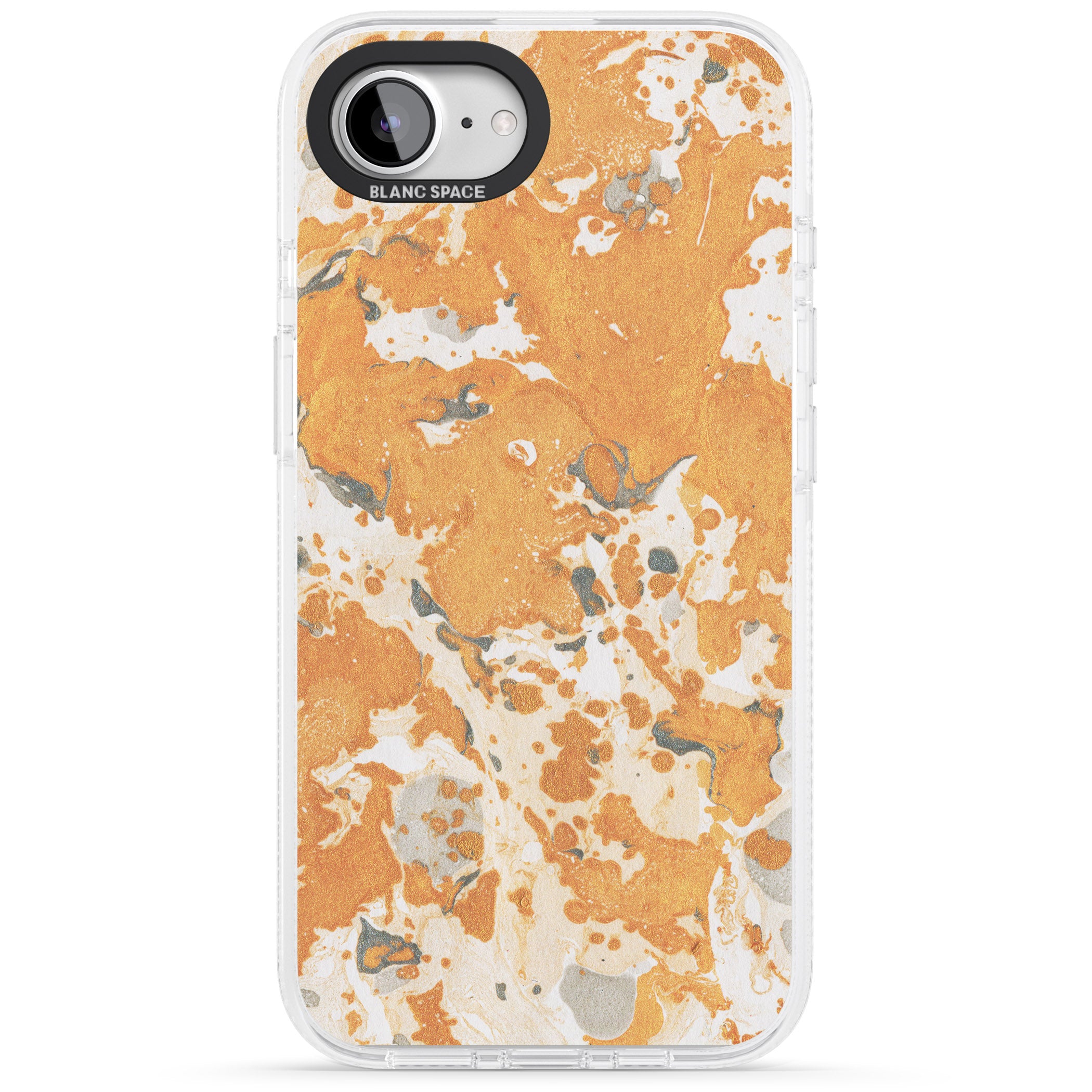 Orange Marbled Paper Pattern iPhone 16e Clear Case Impact Air - Blanc Space