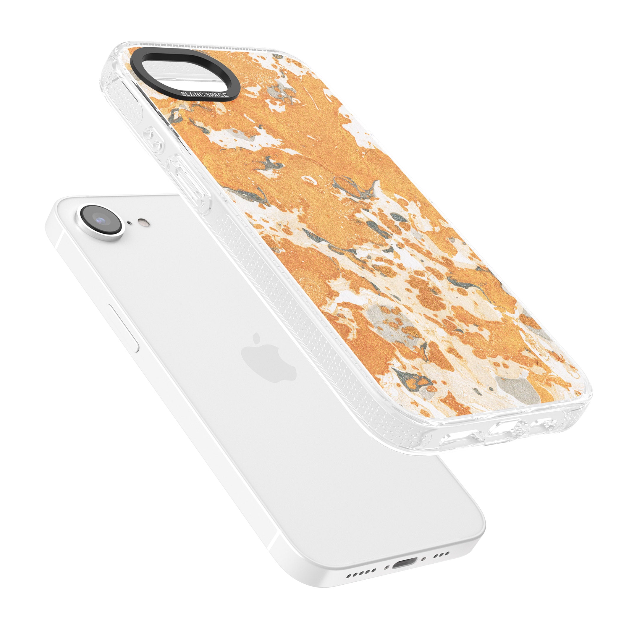 Orange Marbled Paper Pattern iPhone 16e Clear Case Impact Air - Blanc Space