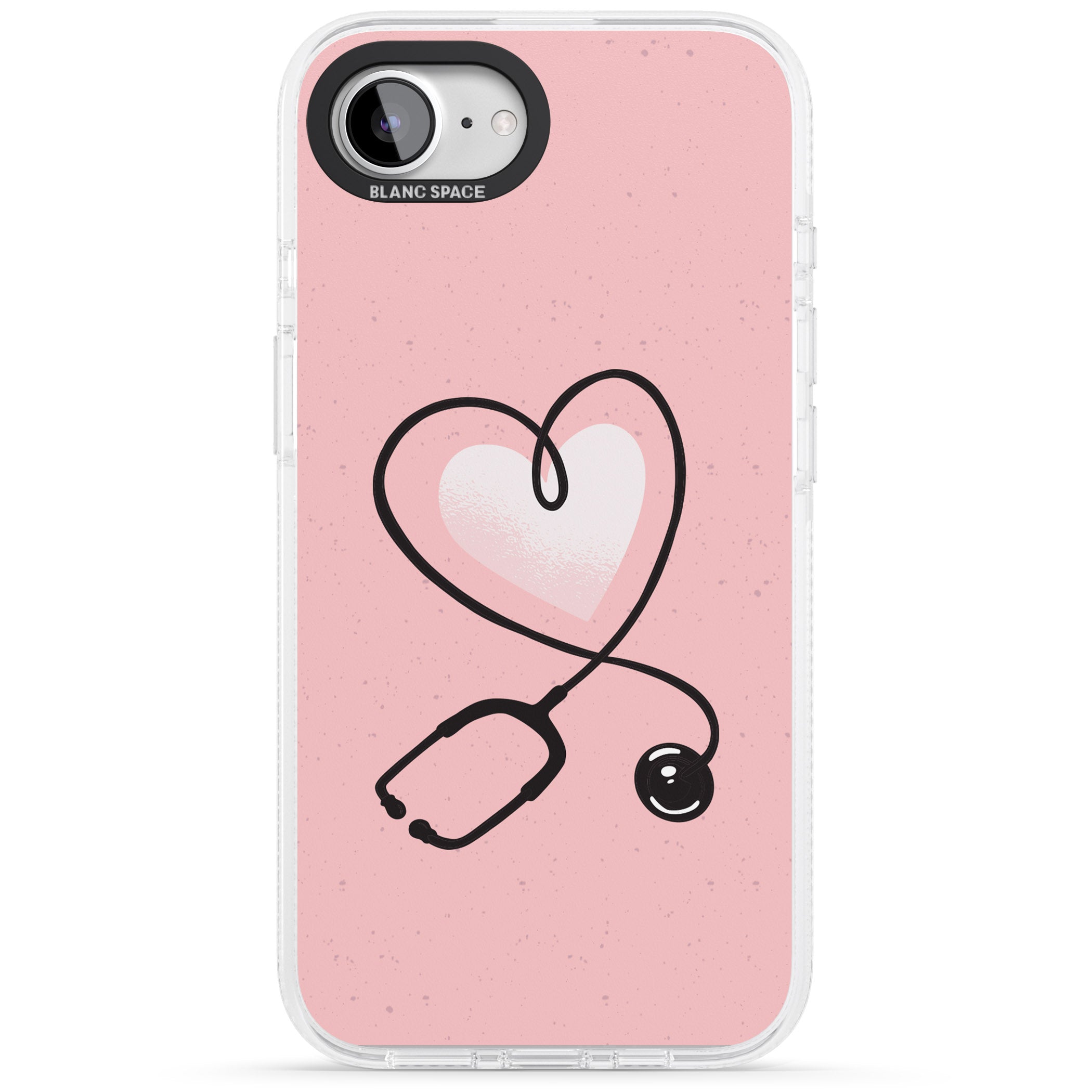 Medical Inspired Design Stethoscope Heart iPhone 16e Clear Case Impact Air - Blanc Space