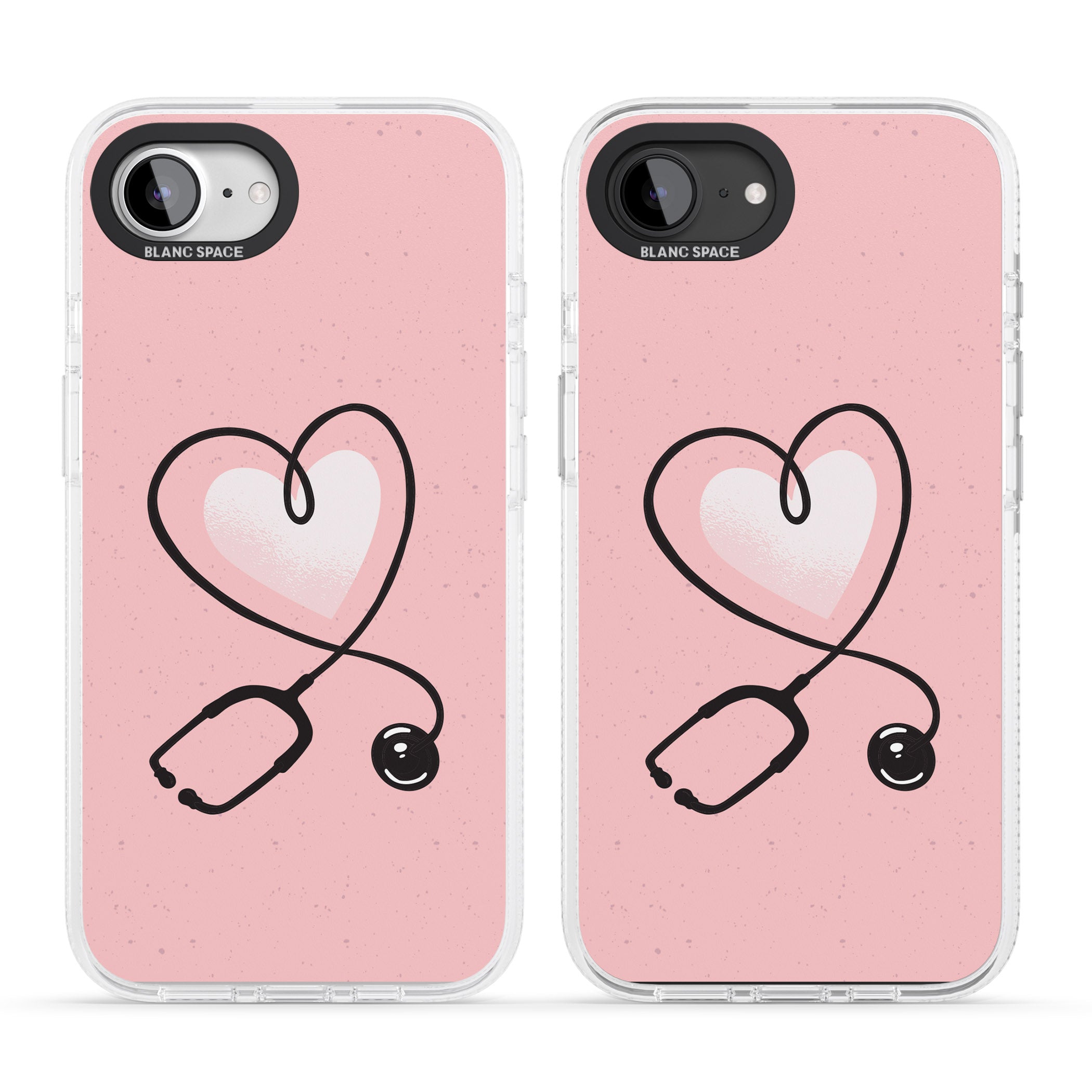Medical Inspired Design Stethoscope Heart iPhone 16e Clear Case Impact Air - Blanc Space