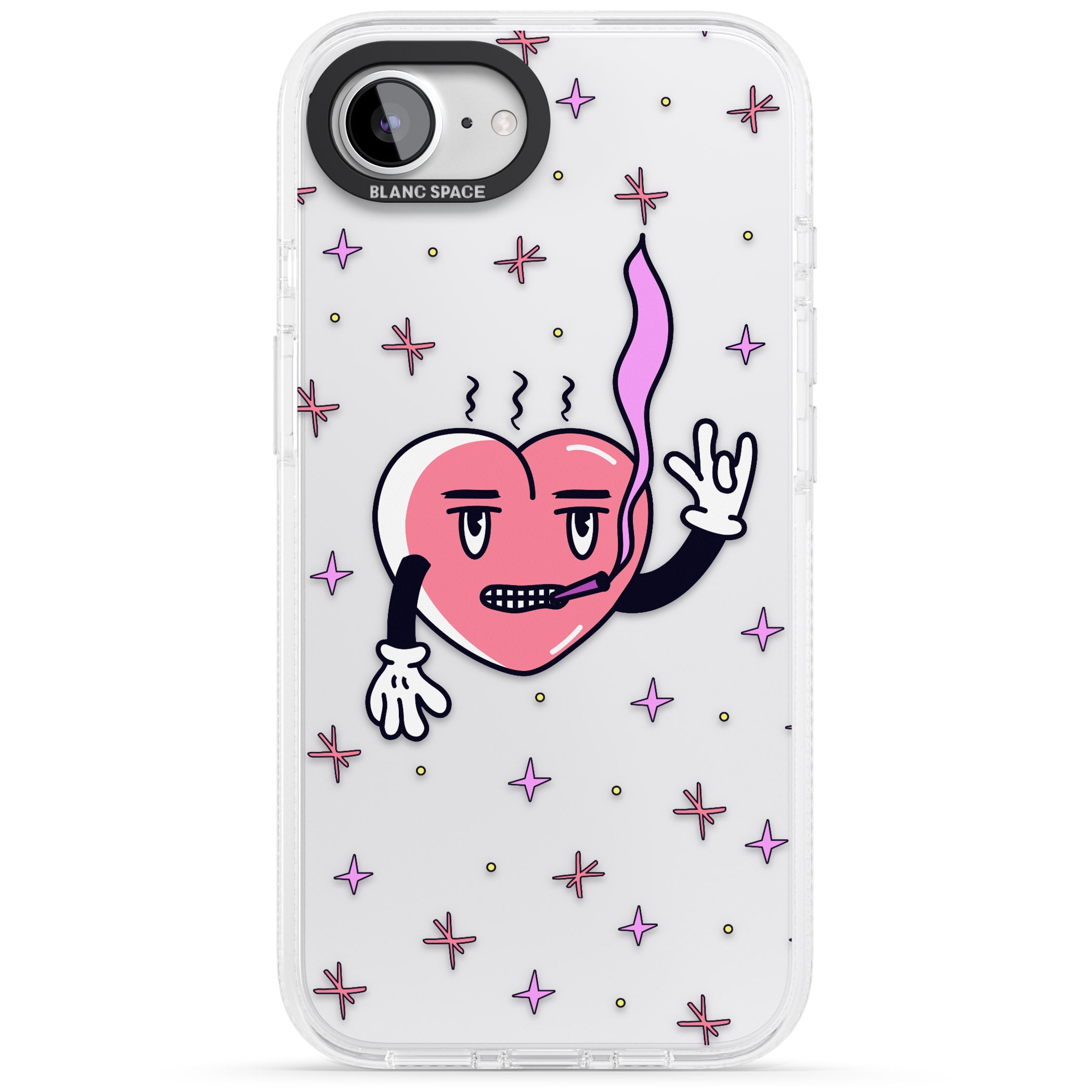 Rock n Roll Heart (Clear) iPhone 16e Clear Case Impact Air - Blanc Space