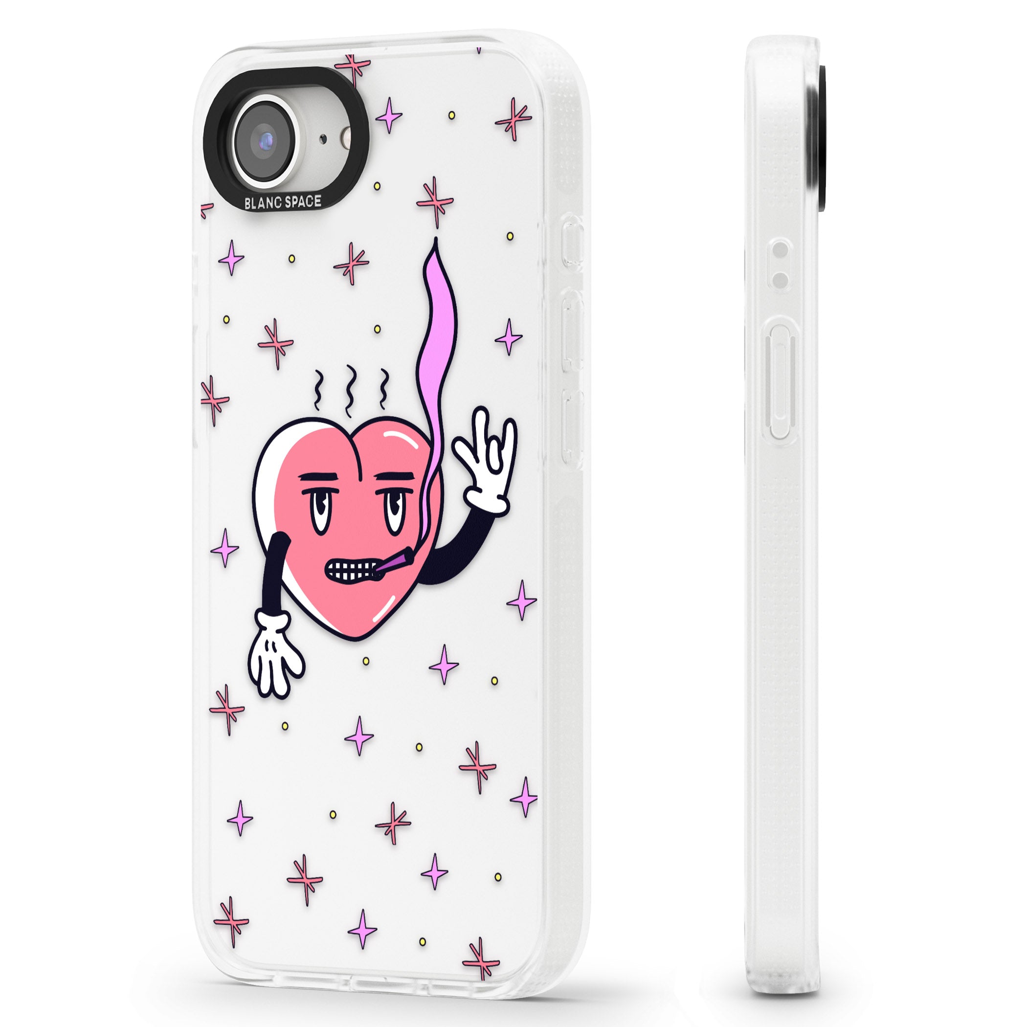 Rock n Roll Heart (Clear) iPhone 16e Clear Case Impact Air - Blanc Space