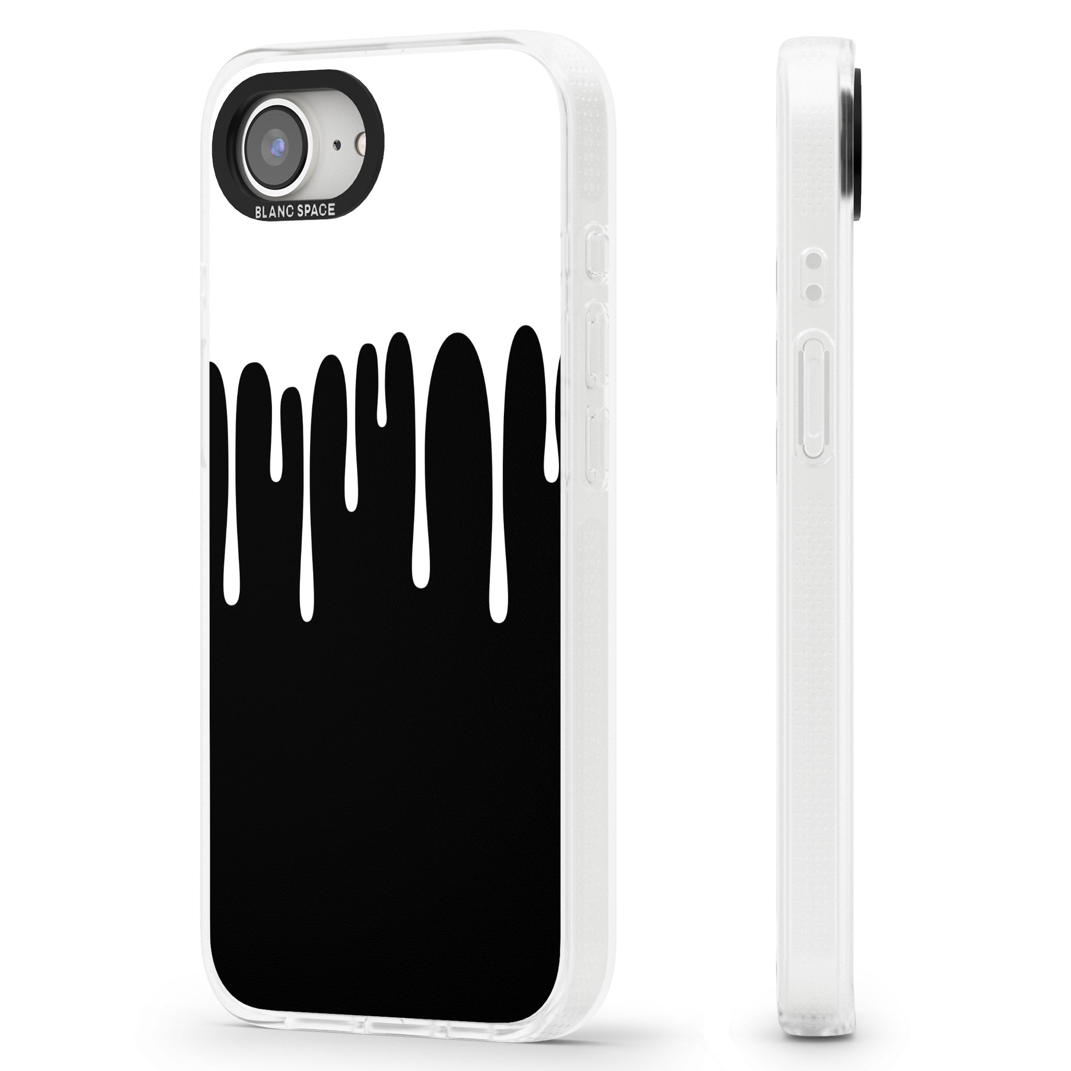 Melted Effect: White & Black iPhone 16e Clear Case Impact Air - Blanc Space