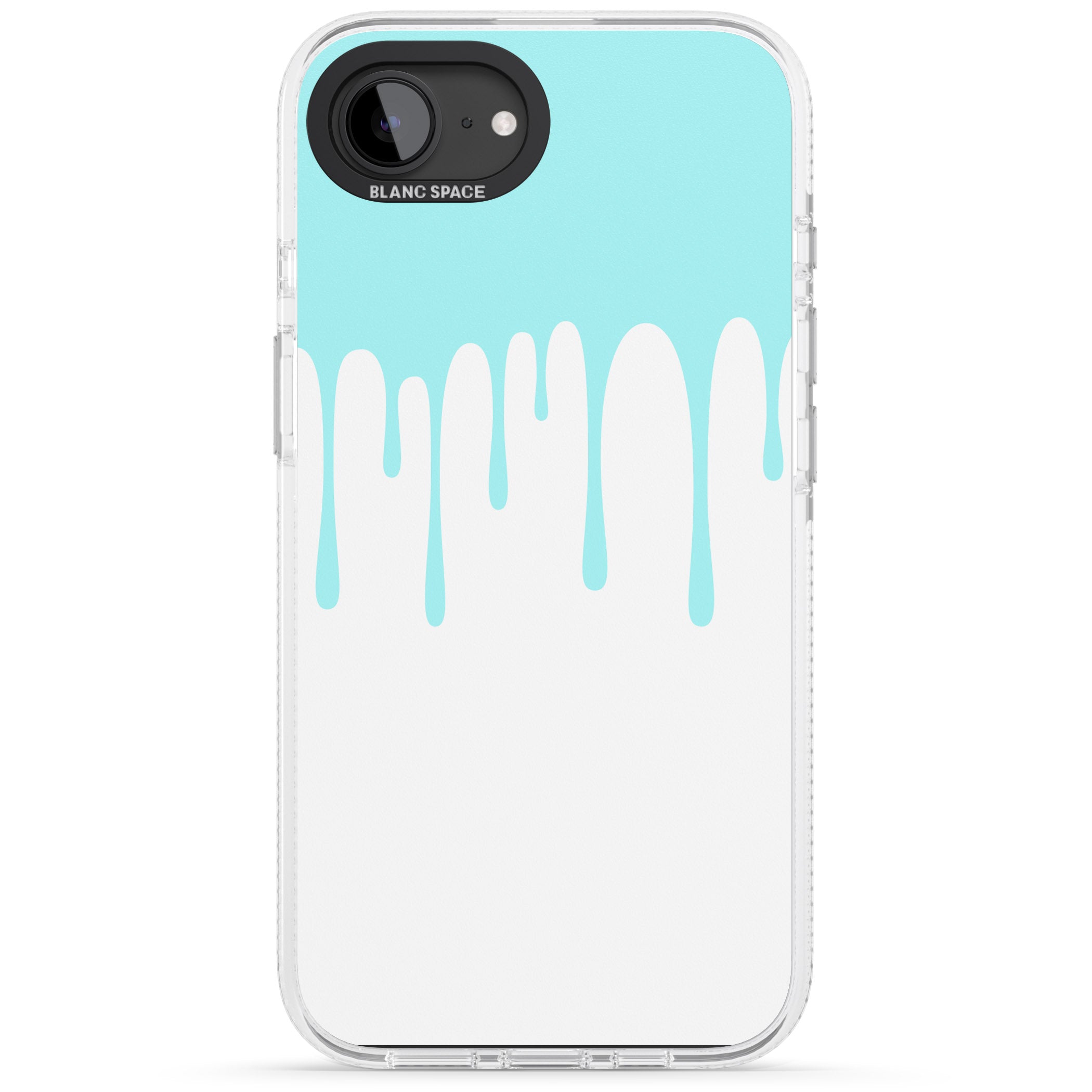 Melted Effect: Teal & White iPhone 16e Clear Case Impact Air - Blanc Space