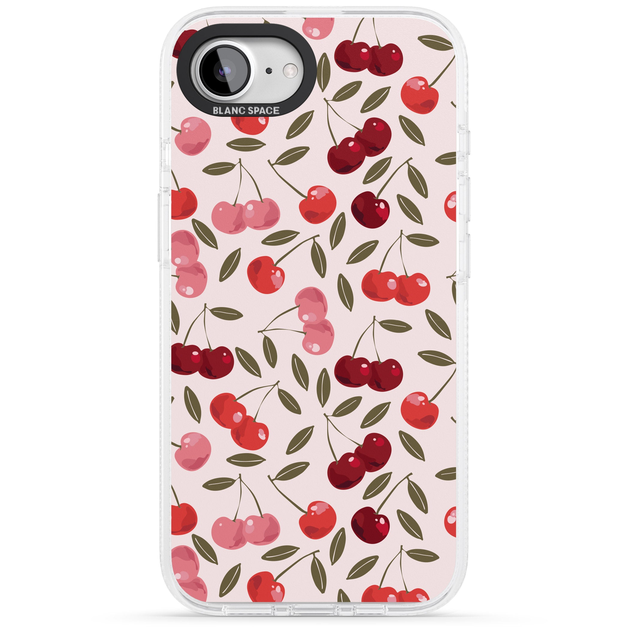 Fruity & Fun Patterns Cherries iPhone 16e Clear Case Impact Air - Blanc Space