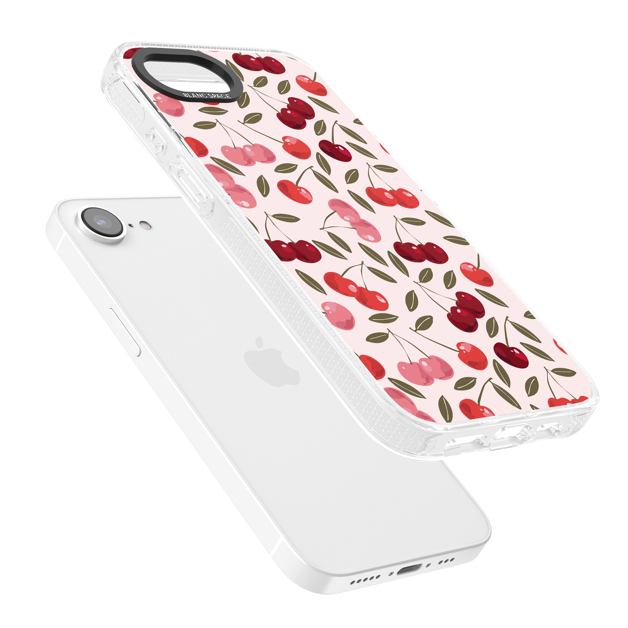 Fruity & Fun Patterns Cherries iPhone 16e Clear Case Impact Air - Blanc Space