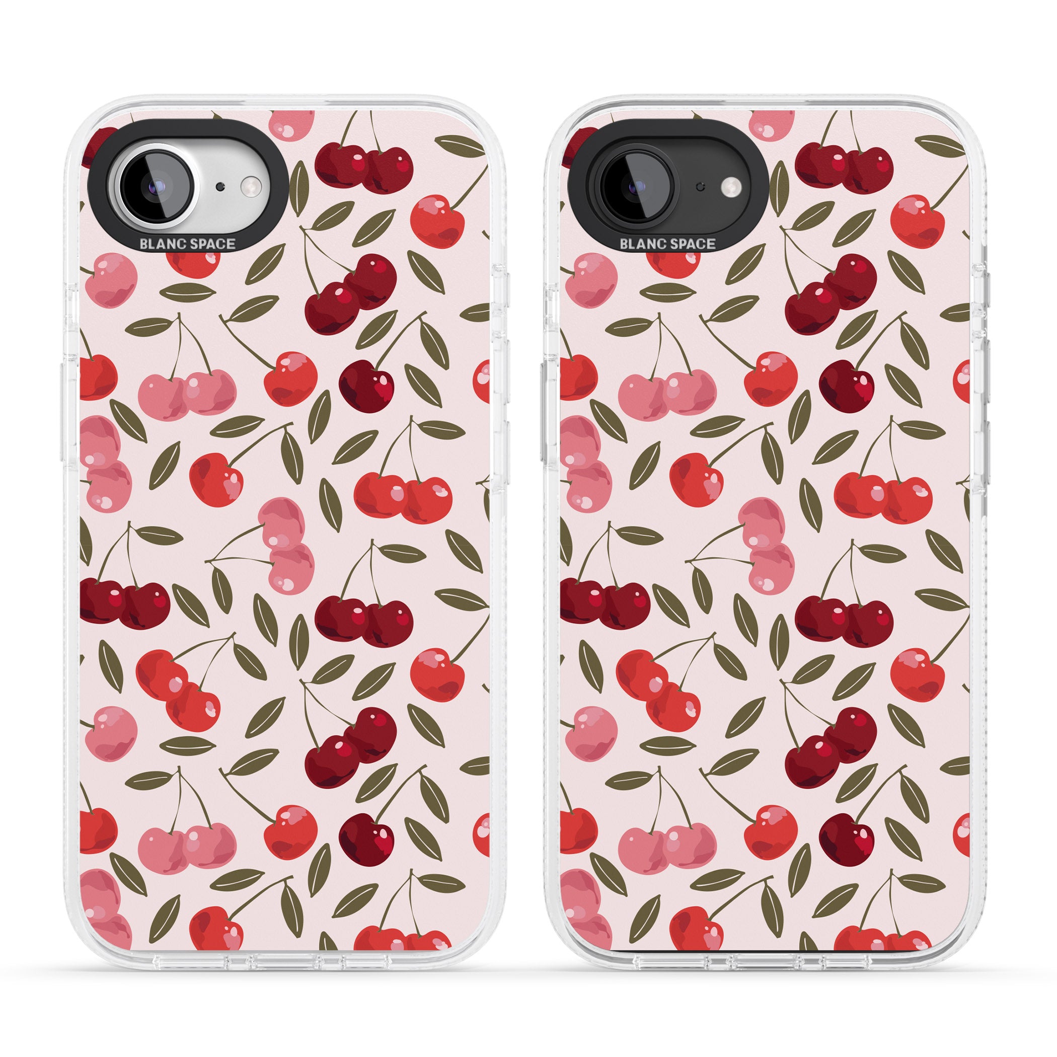 Fruity & Fun Patterns Cherries iPhone 16e Clear Case Impact Air - Blanc Space