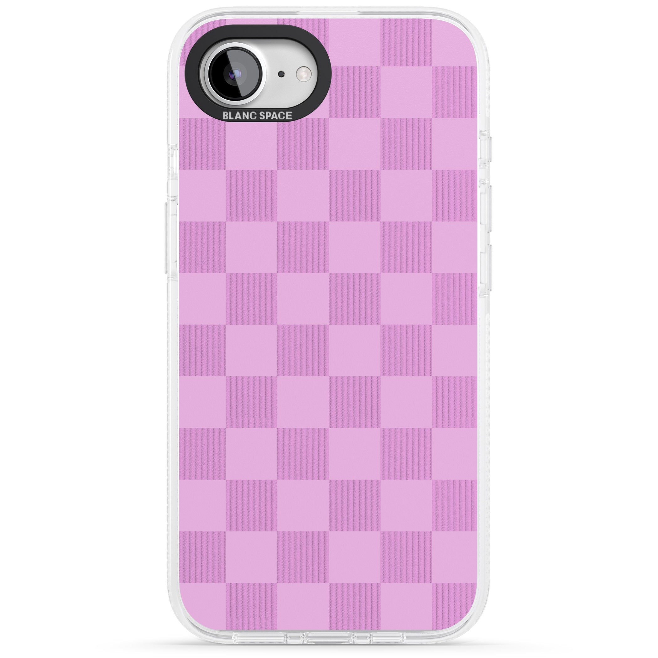 BUBBLEGUM CHECKERED iPhone 16e Clear Case Impact Air - Blanc Space