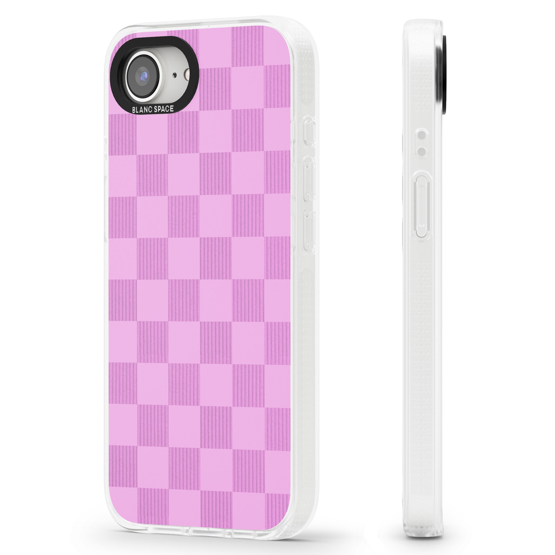 BUBBLEGUM CHECKERED iPhone 16e Clear Case Impact Air - Blanc Space