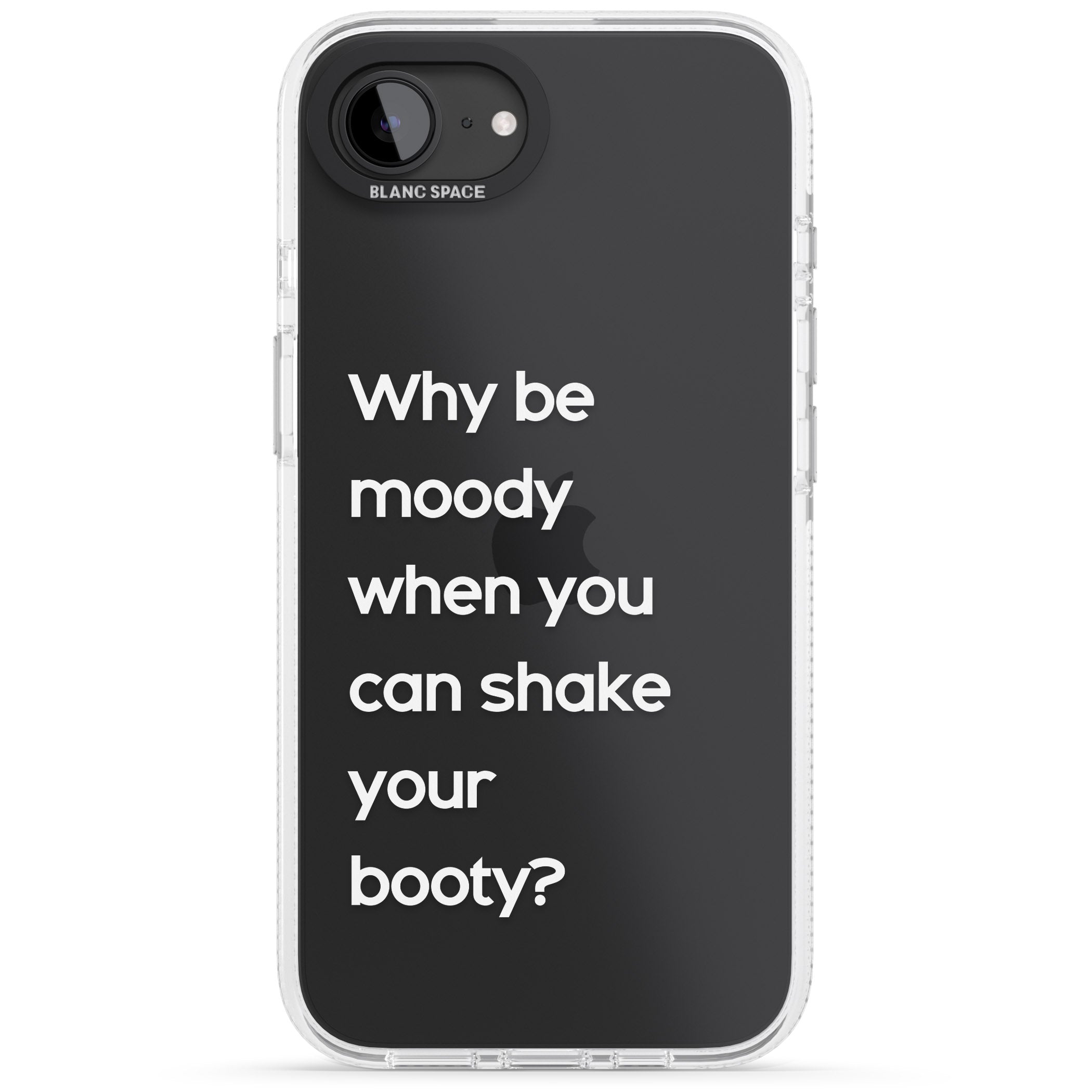 Why be moody? (White) iPhone 16e Clear Case Impact Air - Blanc Space