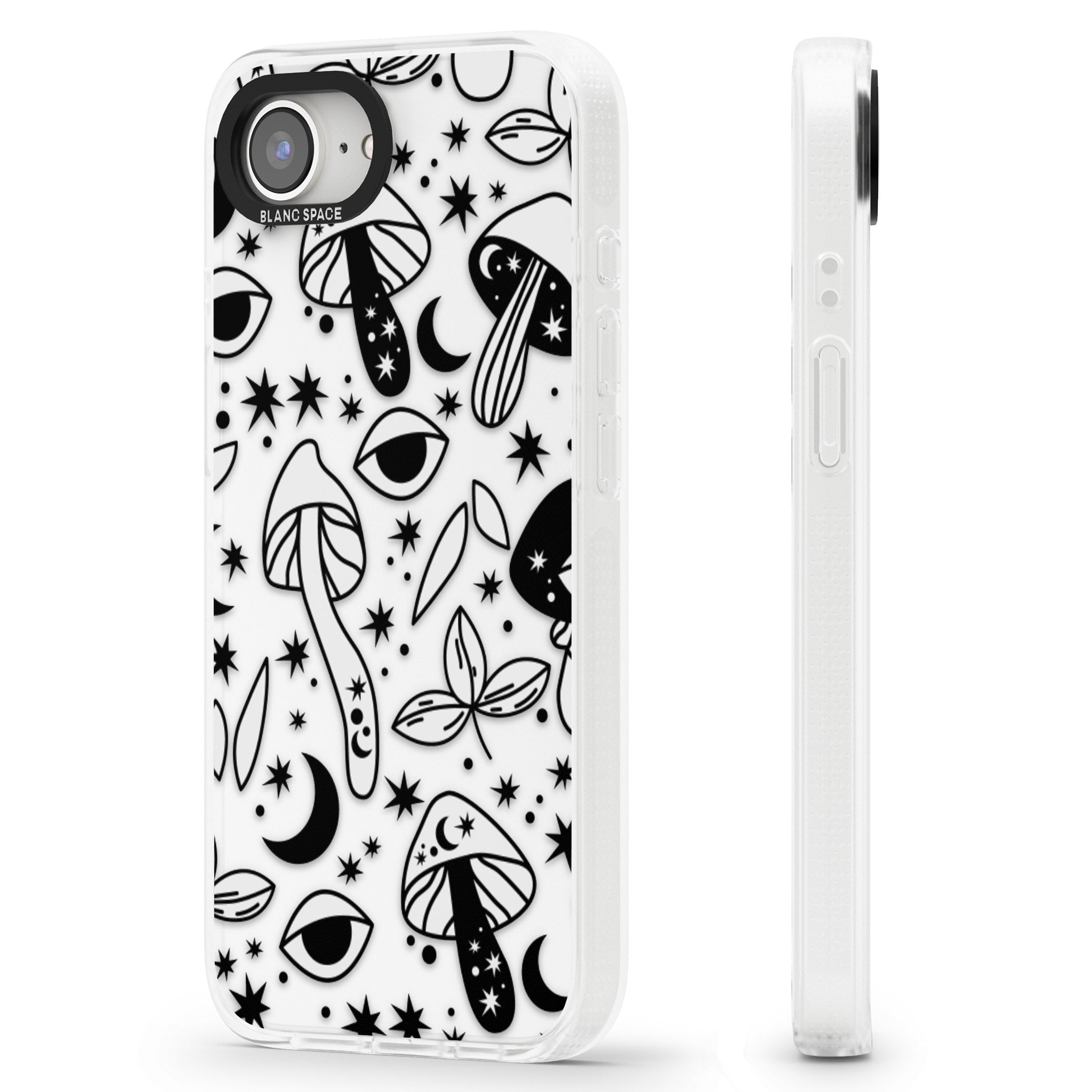 Psychedelic Mushrooms Pattern iPhone 16e Clear Case Impact Air - Blanc Space