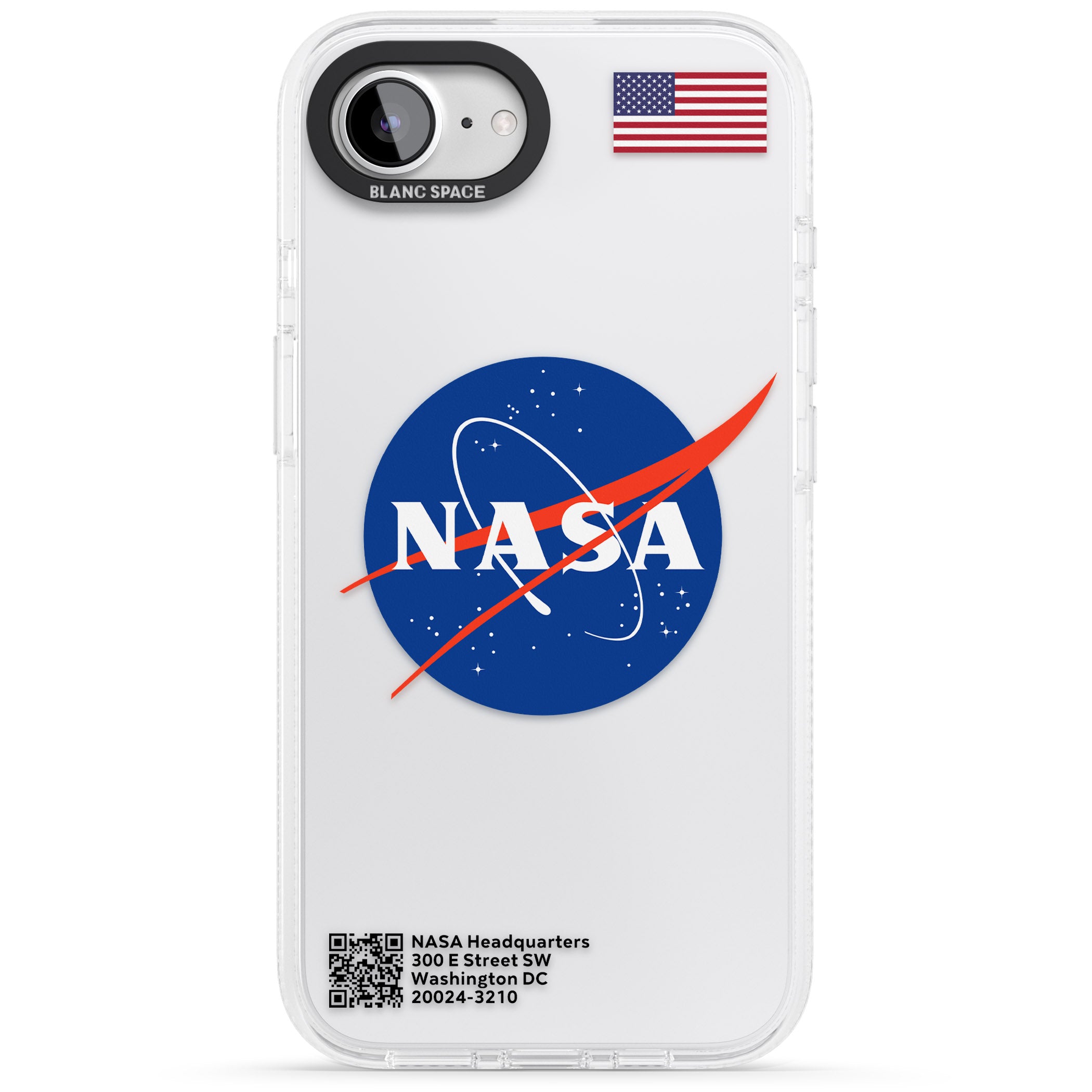 NASA Meatball iPhone 16e Clear Case Impact Air - Blanc Space