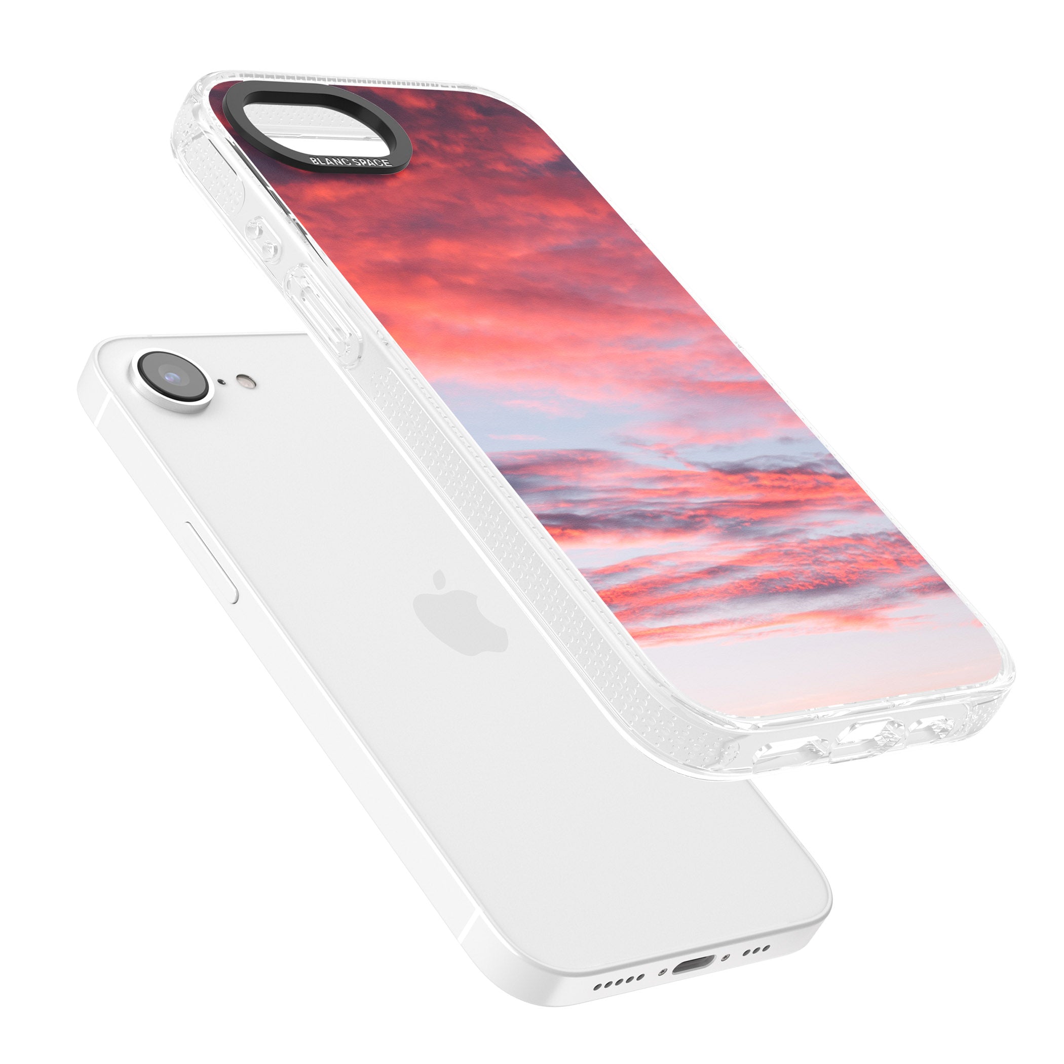 Pink Cloudy Sunset Photograph iPhone 16e Clear Case Impact Air - Blanc Space