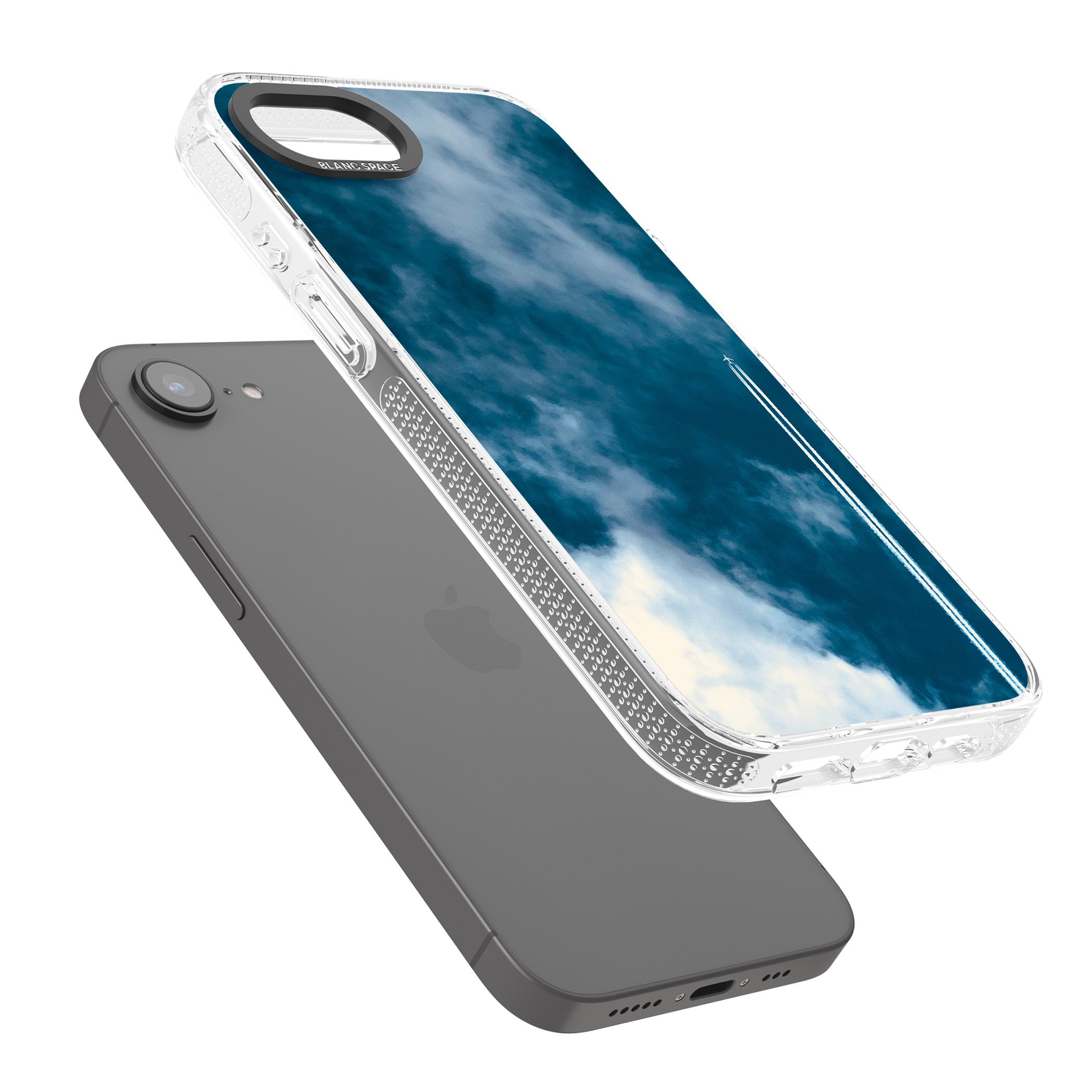 Plane in Cloudy Sky Photograph iPhone 16e Clear Case Impact Air - Blanc Space