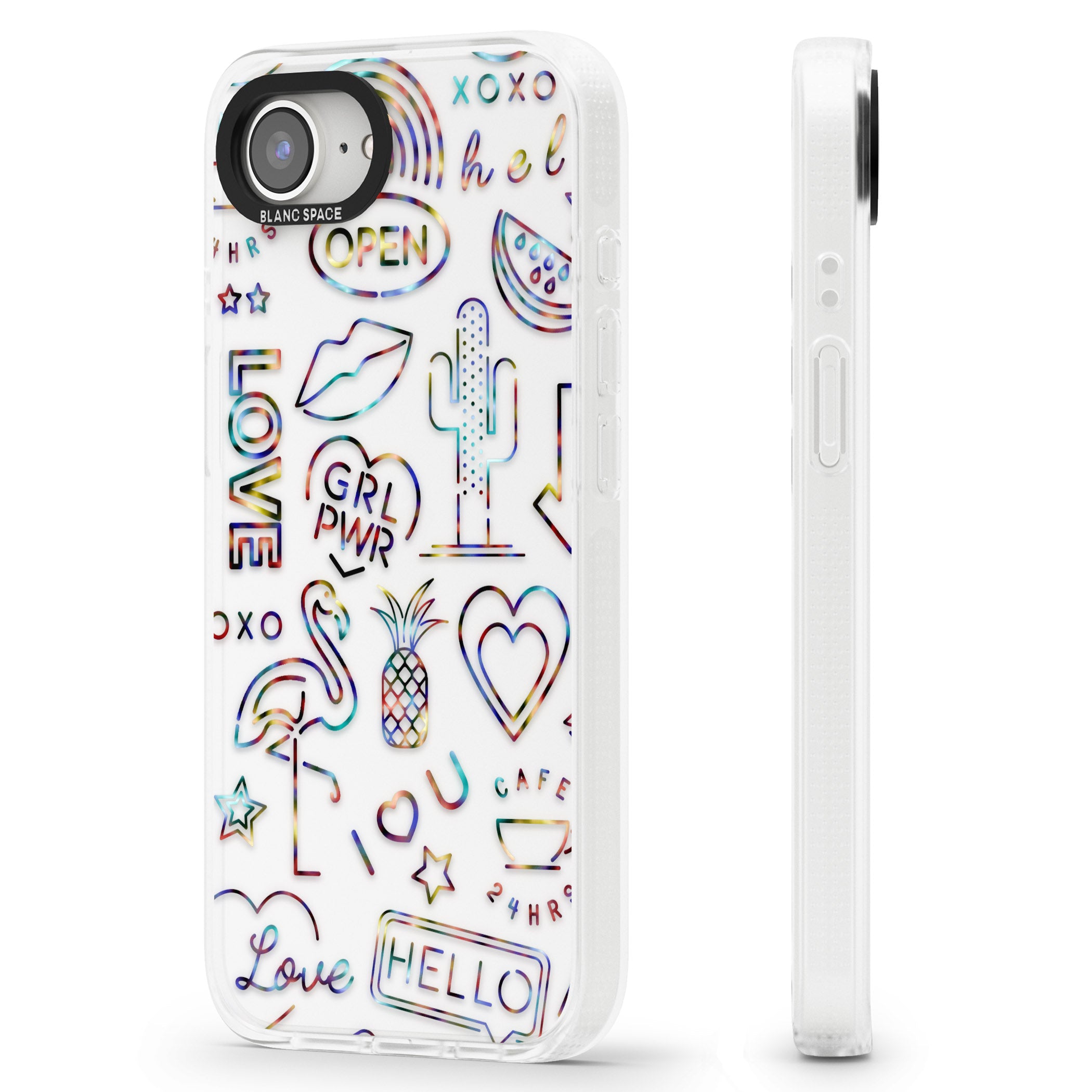 Funky nebula Neon Sign iPhone 16e Clear Case Impact Air - Blanc Space