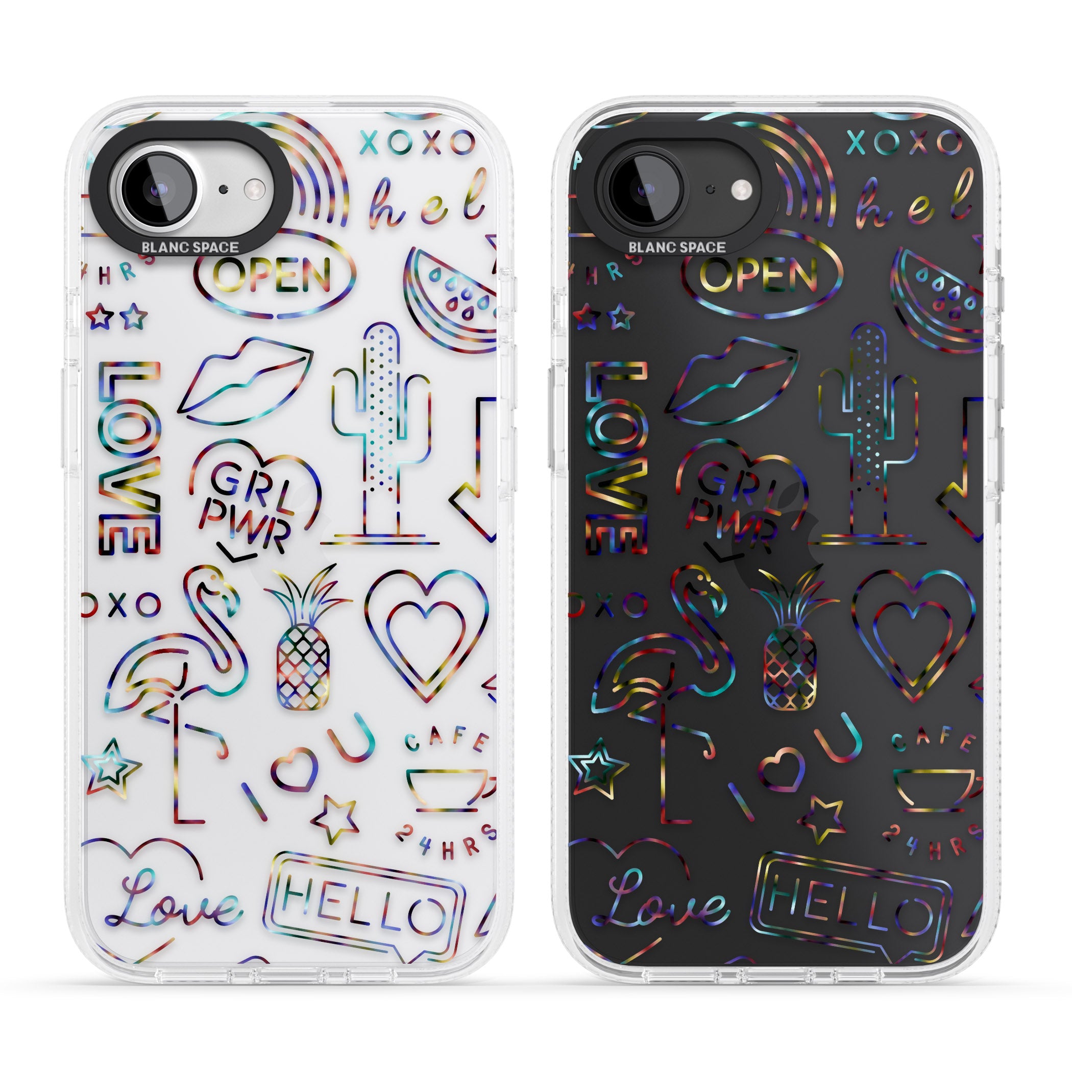 Funky nebula Neon Sign iPhone 16e Clear Case Impact Air - Blanc Space