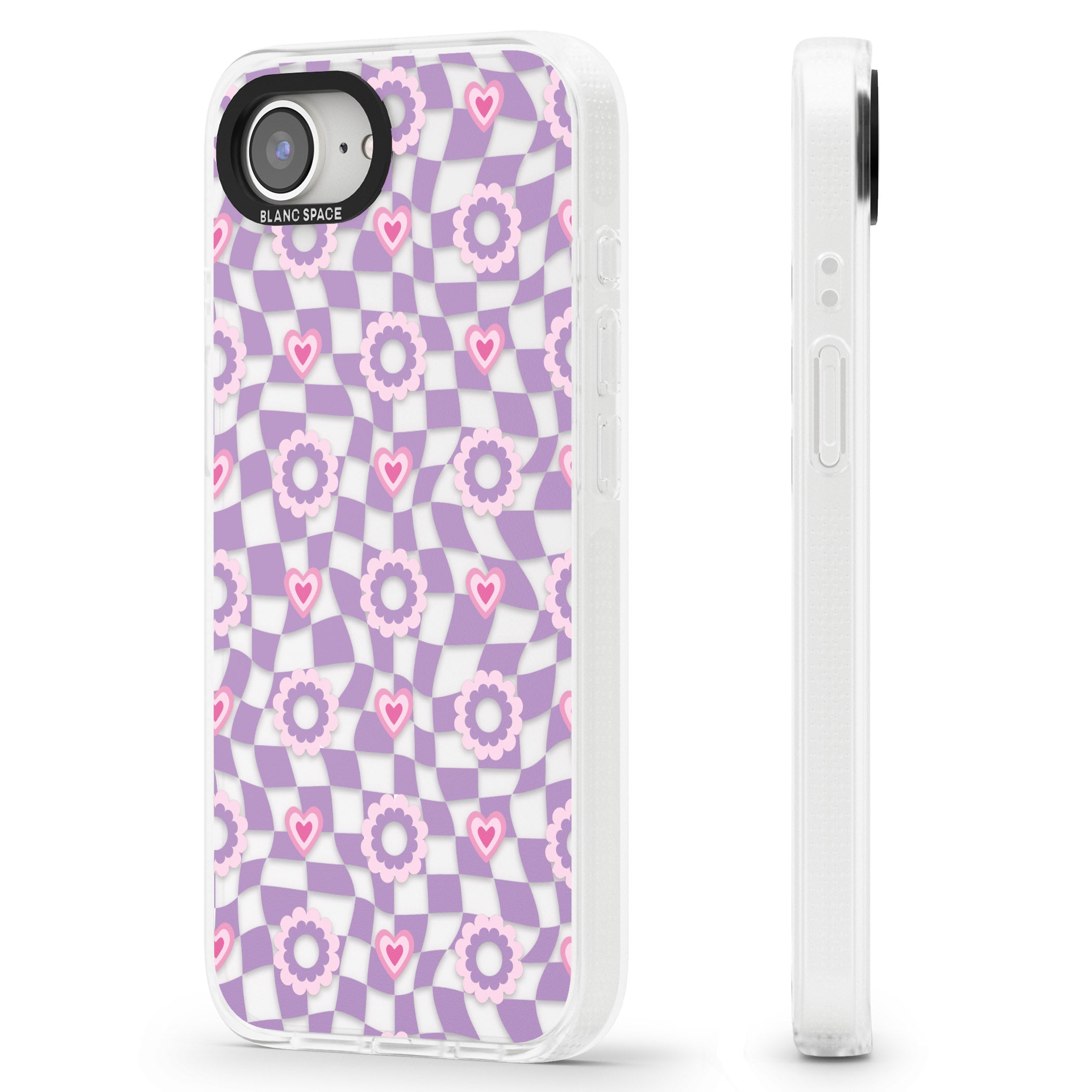 Checkered Love Pattern iPhone 16e Clear Case Impact Air - Blanc Space