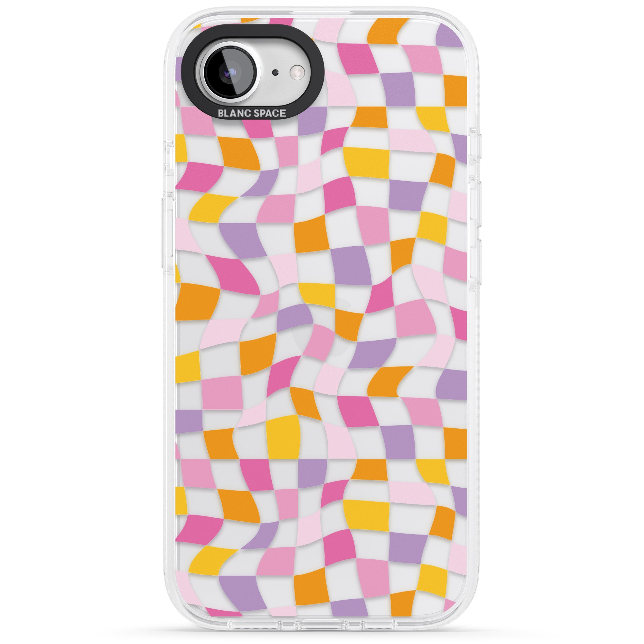 Wonky Squares Pattern iPhone 16e Clear Case Impact Air - Blanc Space