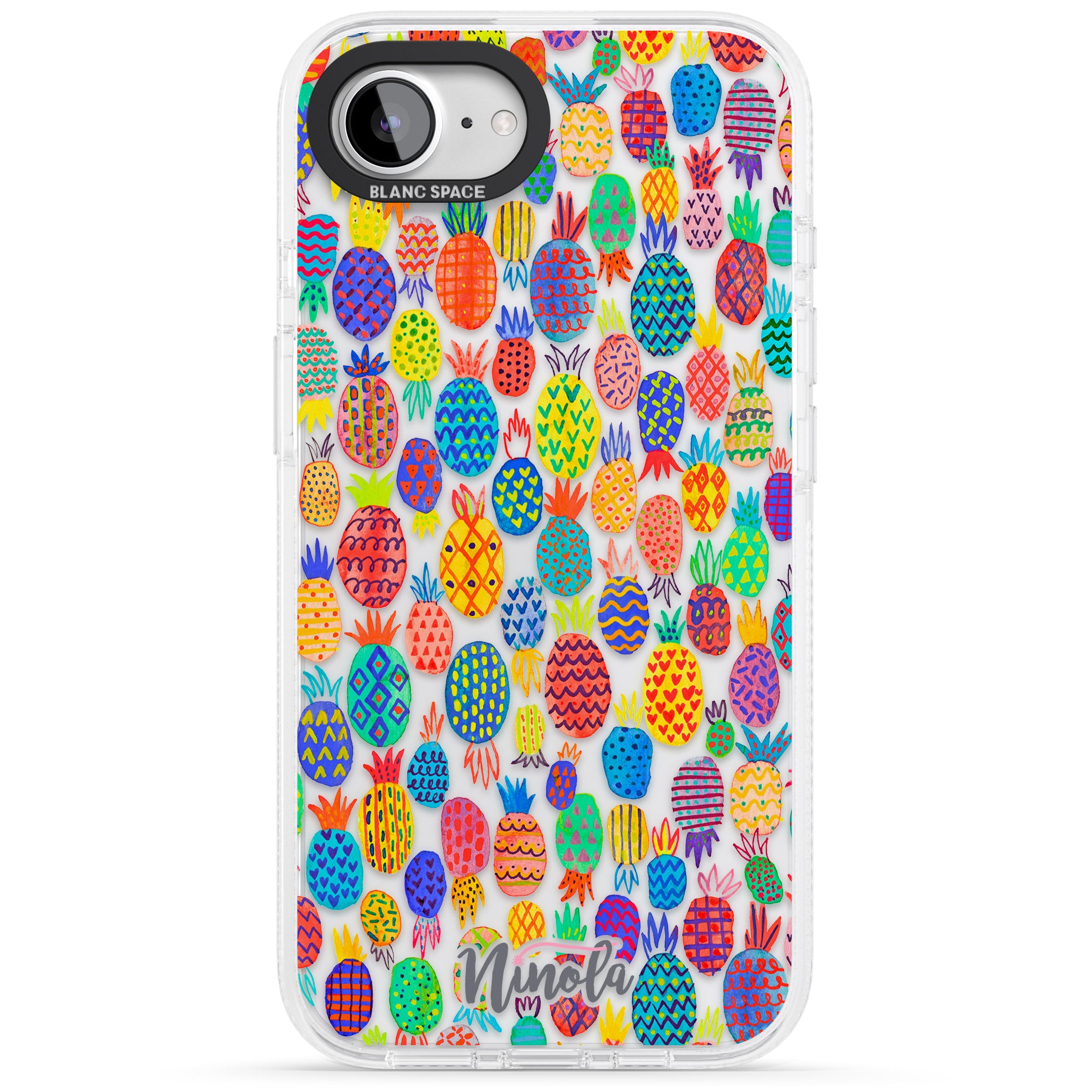 Cute Pineapples iPhone 16e Clear Case Impact Air - Blanc Space
