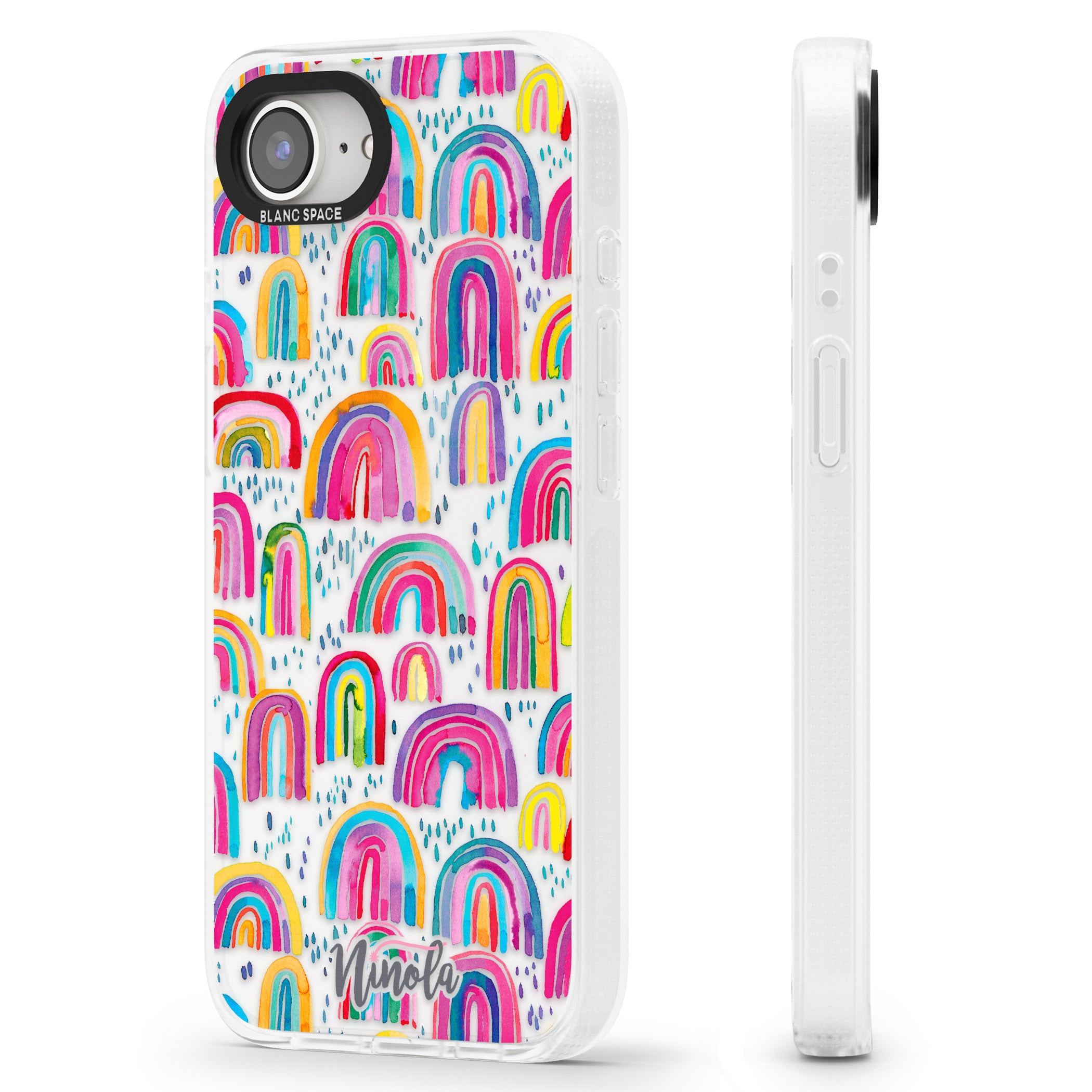 Cute Watercolor Rainbows iPhone 16e Clear Case Impact Air - Blanc Space