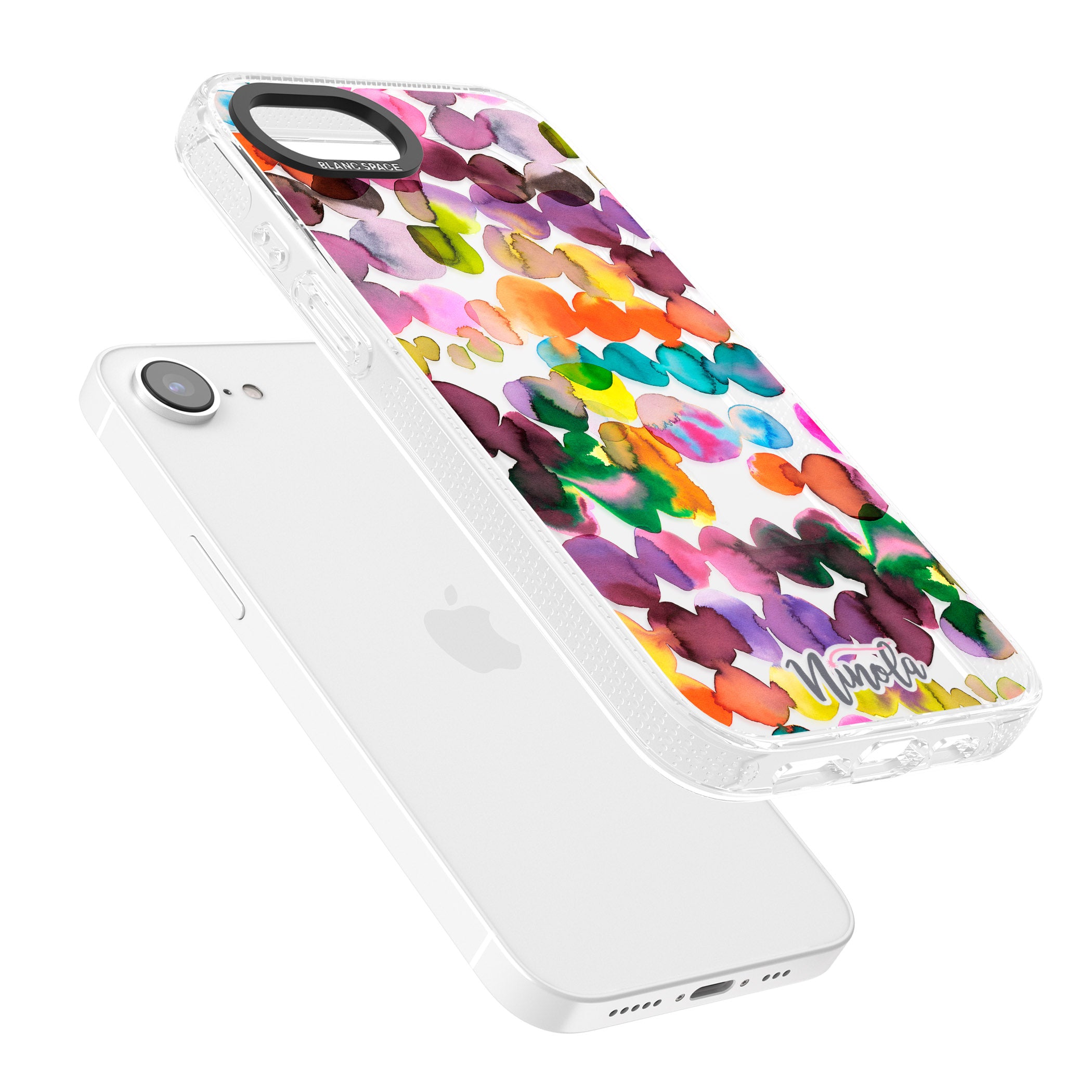 Ink Bleeding Dots iPhone 16e Clear Case Impact Air - Blanc Space
