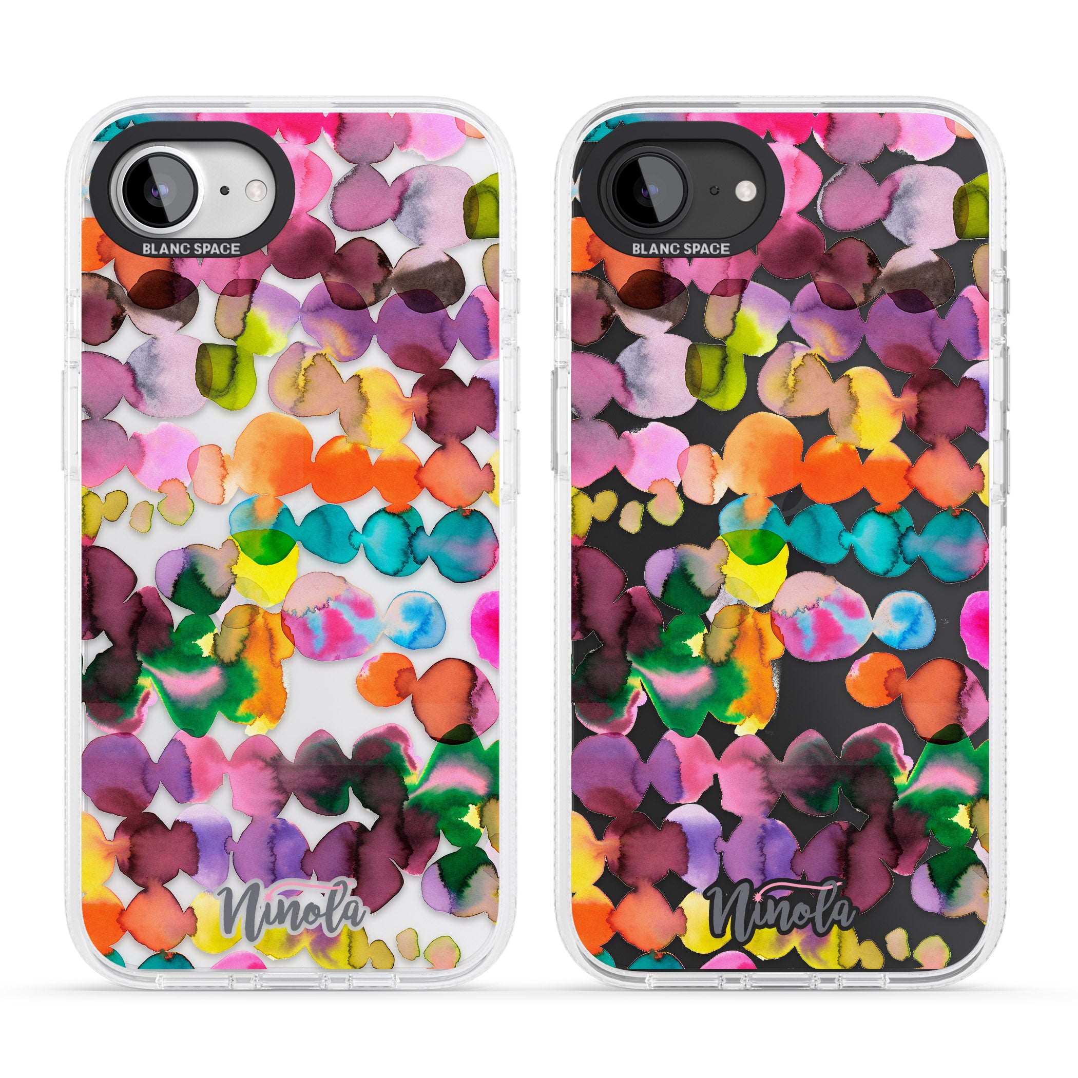 Ink Bleeding Dots iPhone 16e Clear Case Impact Air - Blanc Space