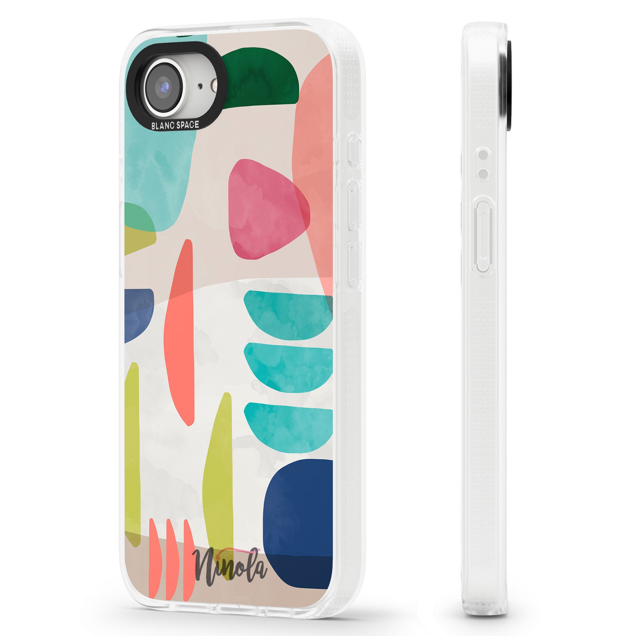Organic Bold Shapes iPhone 16e Clear Case Impact Air - Blanc Space