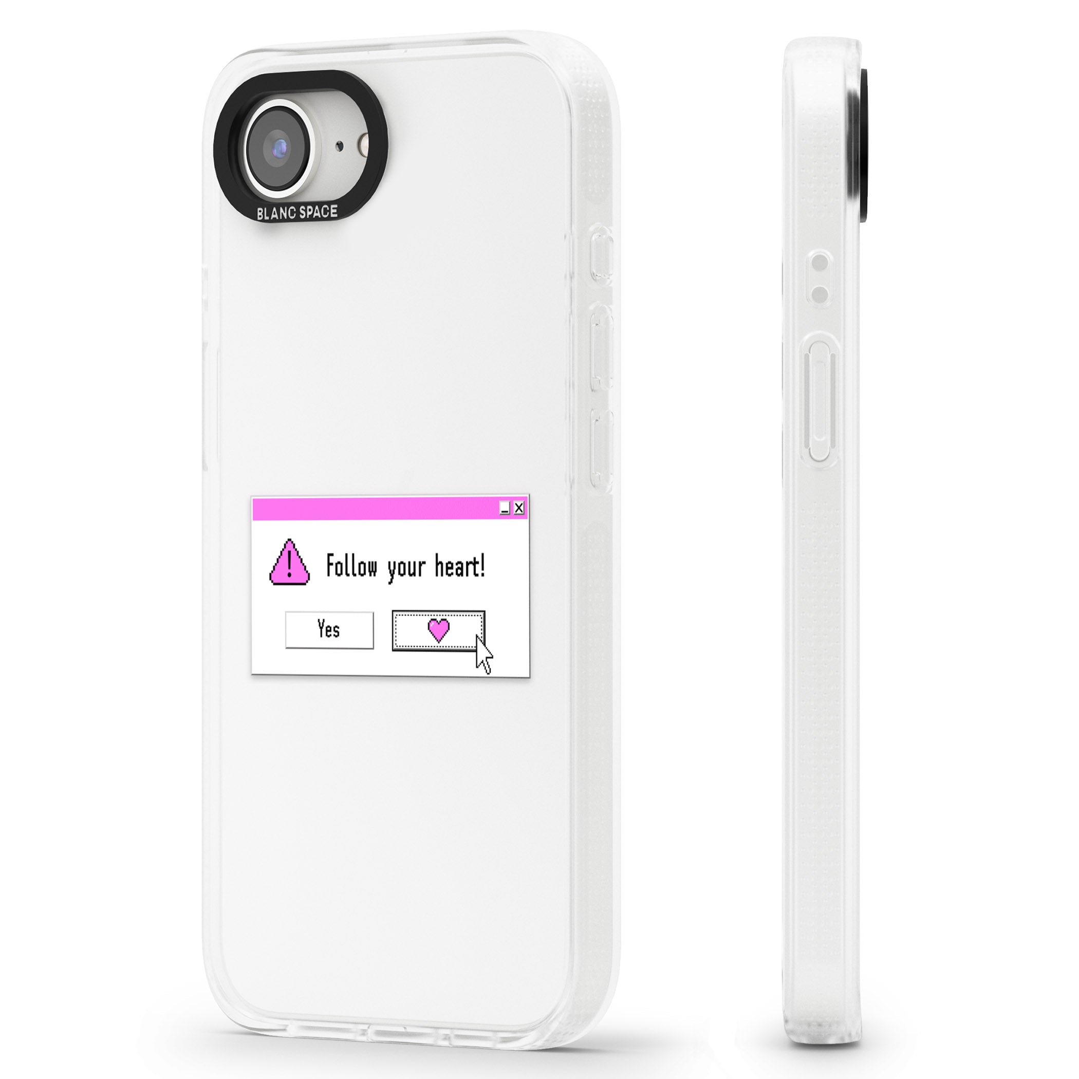 Follow your heart.exe iPhone 16e Clear Case Impact Air - Blanc Space