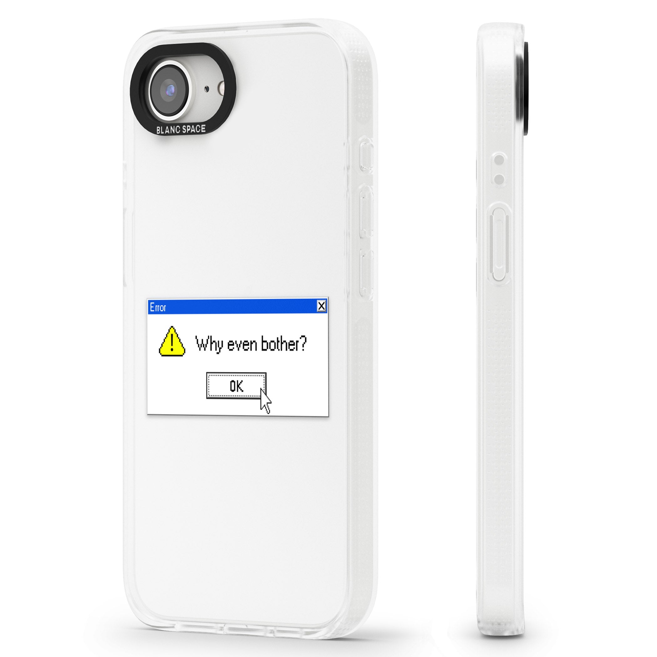 Why even bother?.exe iPhone 16e Clear Case Impact Air - Blanc Space