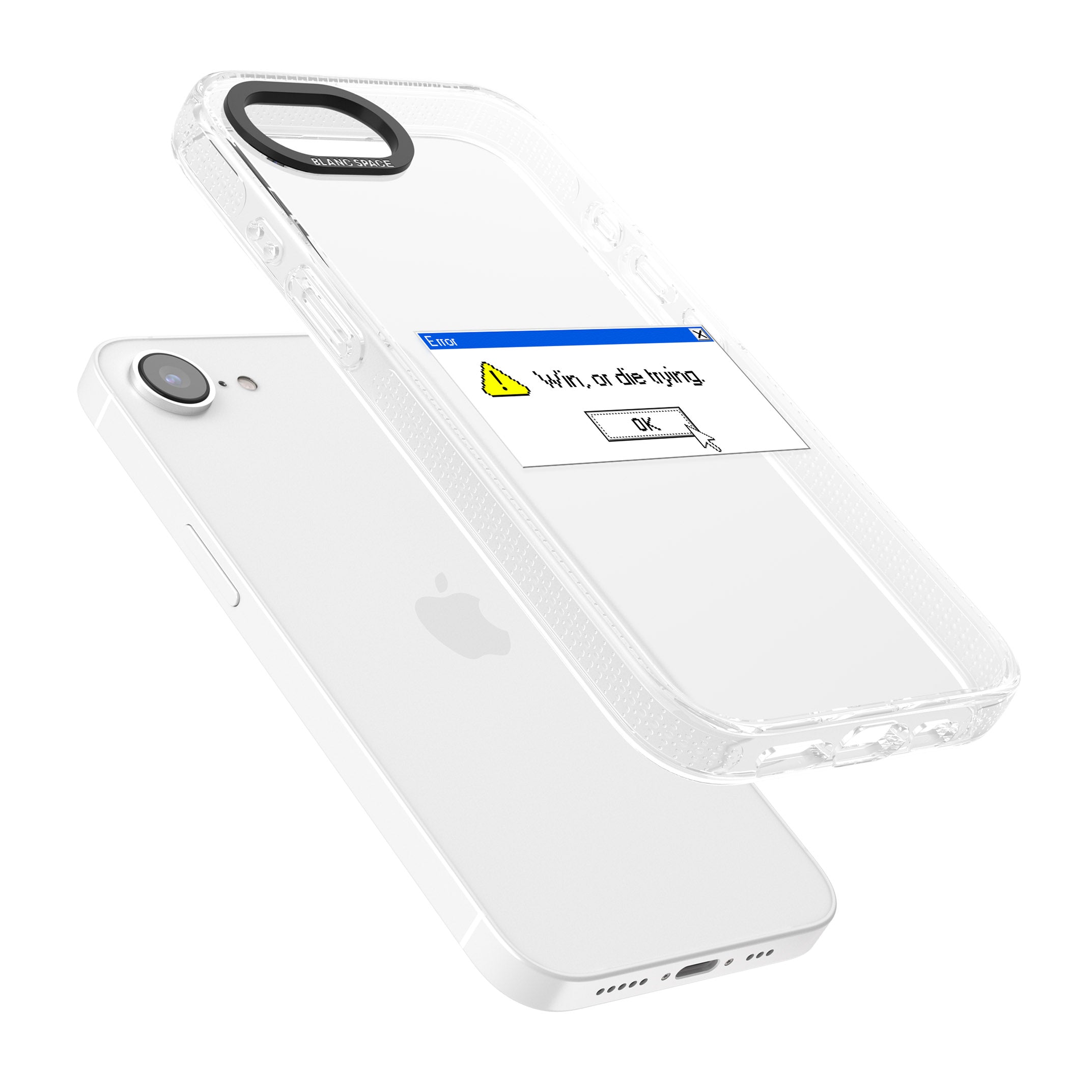 Win or die trying.exe iPhone 16e Clear Case Impact Air - Blanc Space