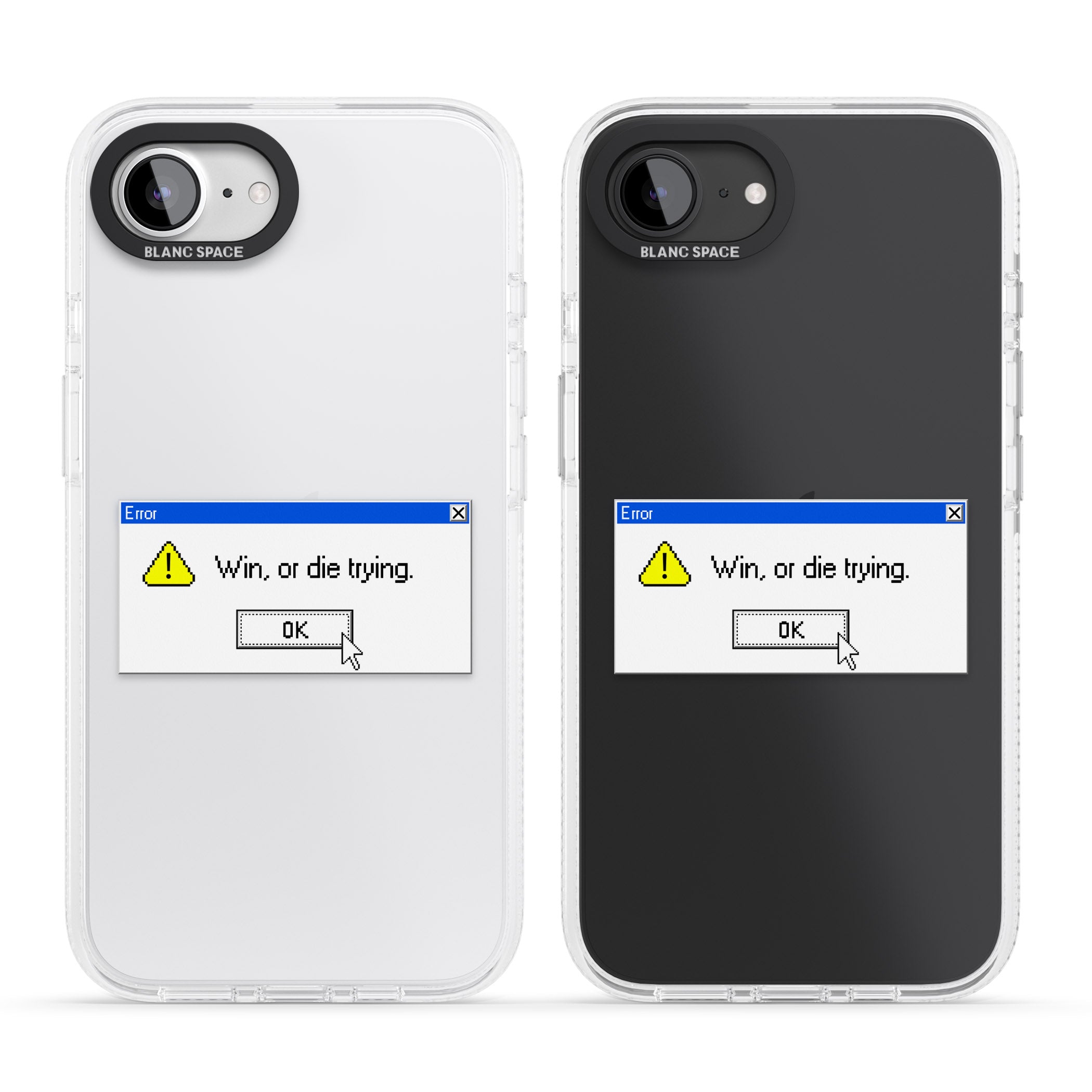 Win or die trying.exe iPhone 16e Clear Case Impact Air - Blanc Space