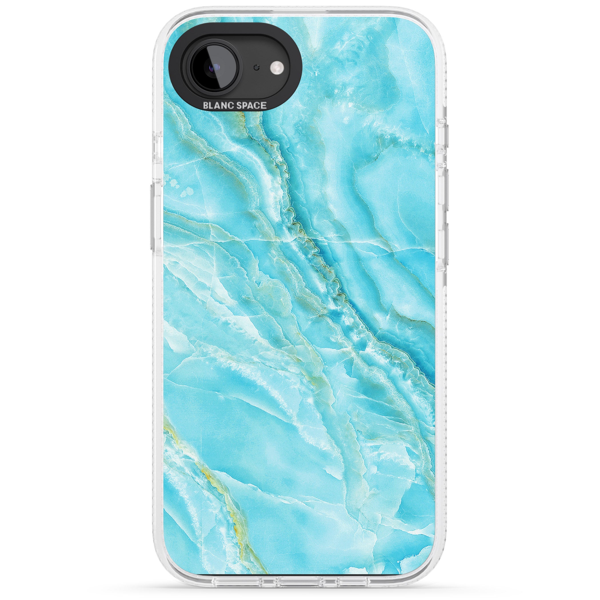 Bright Blue Onyx Marble iPhone 16e Clear Case Impact Air - Blanc Space