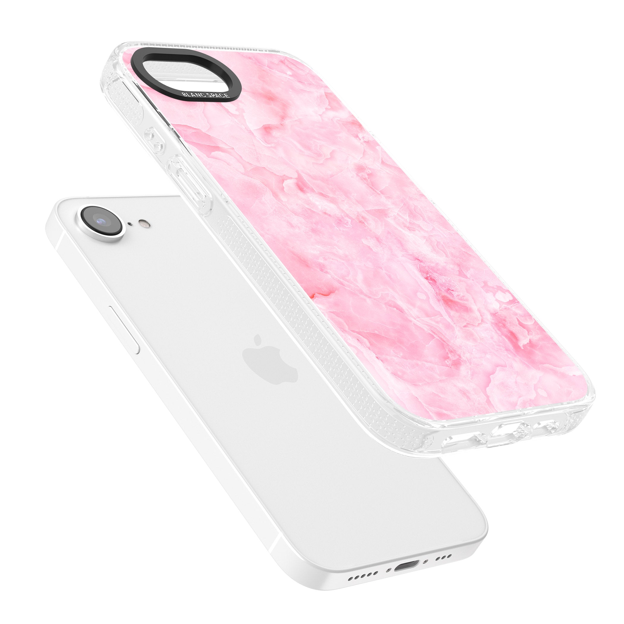 Bright Pink Onyx Marble Texture iPhone 16e Clear Case Impact Air - Blanc Space