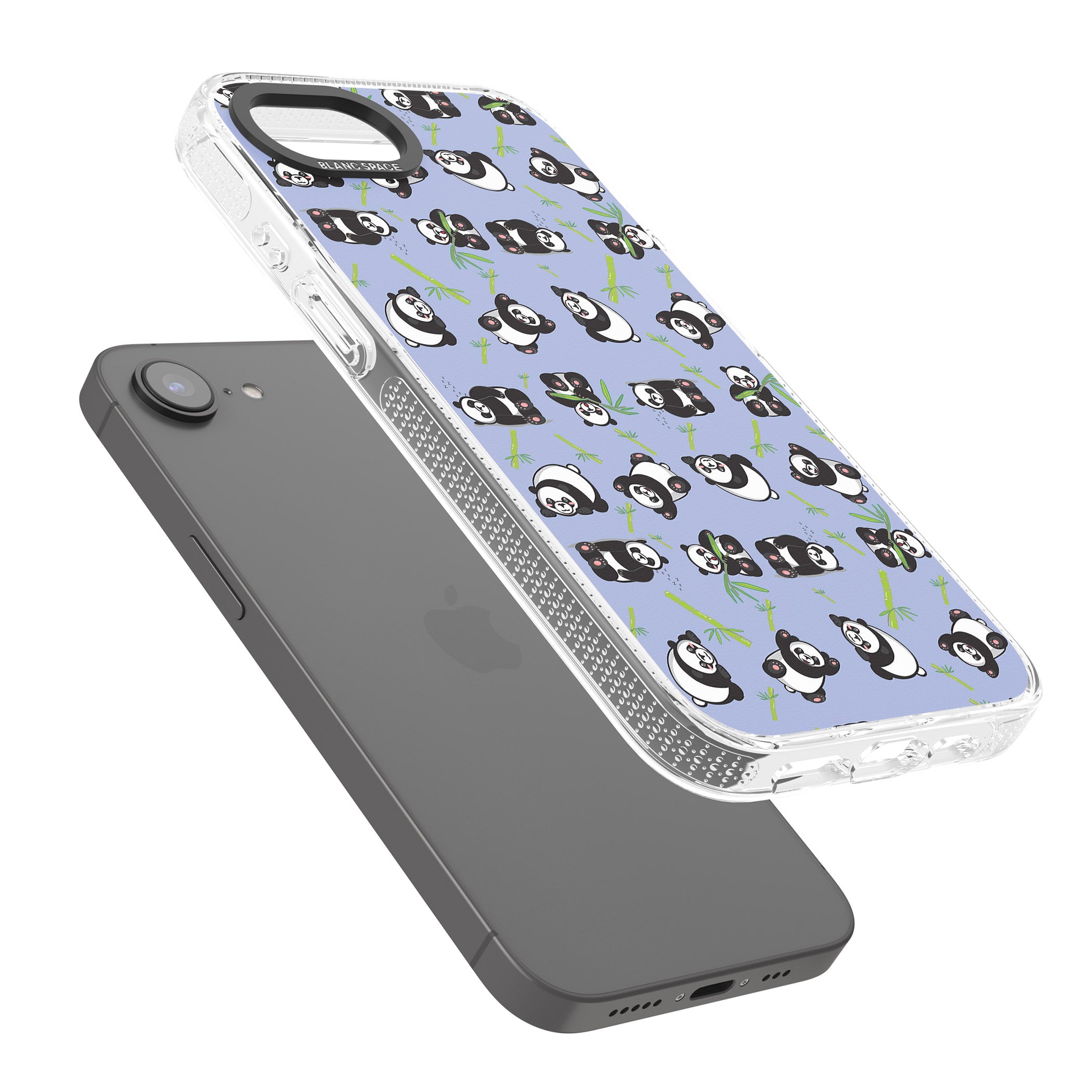 Panda Pattern iPhone 16e Clear Case Impact Air - Blanc Space