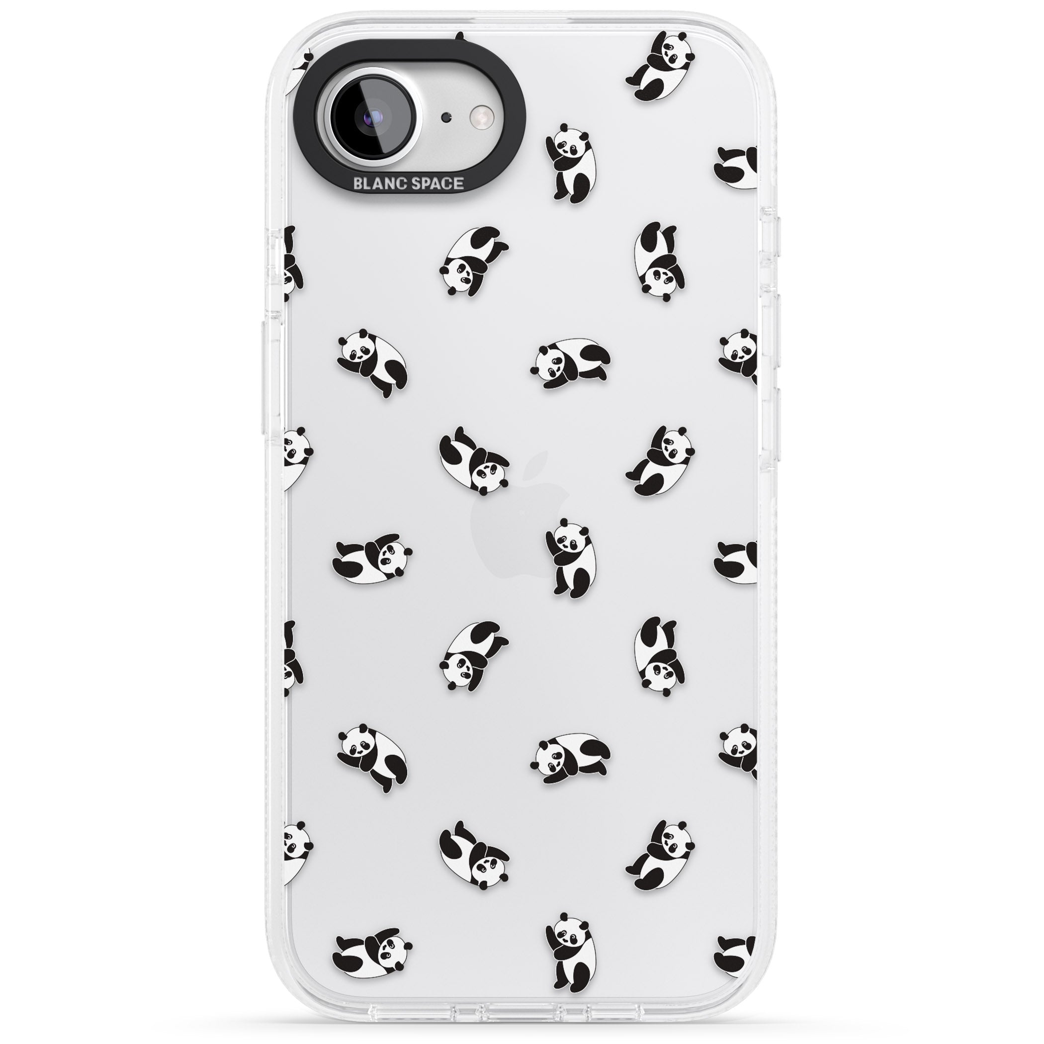 Tiny Panda Pattern iPhone 16e Clear Case Impact Air - Blanc Space