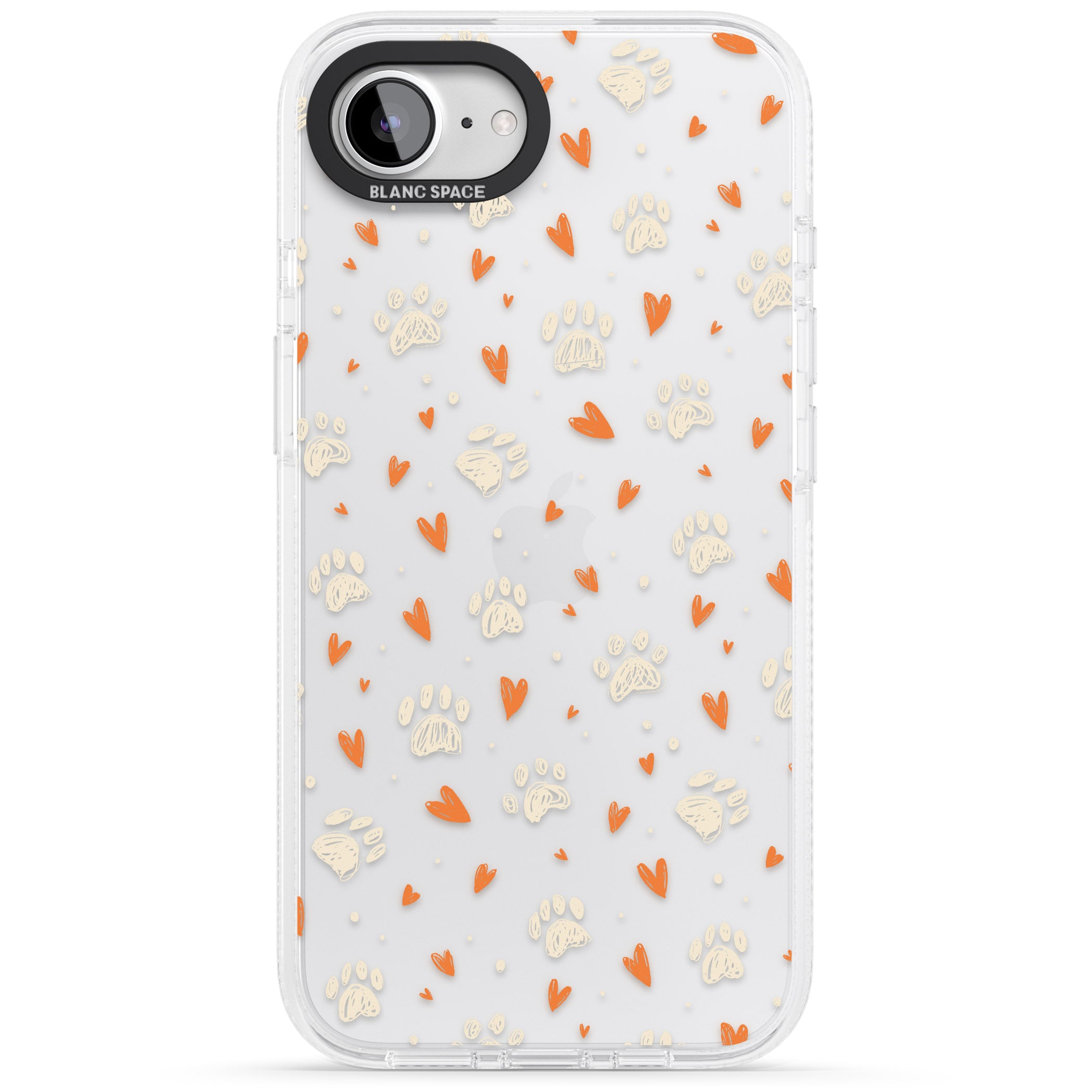 Paws & Hearts Pattern (Clear) iPhone 16e Clear Case Impact Air - Blanc Space