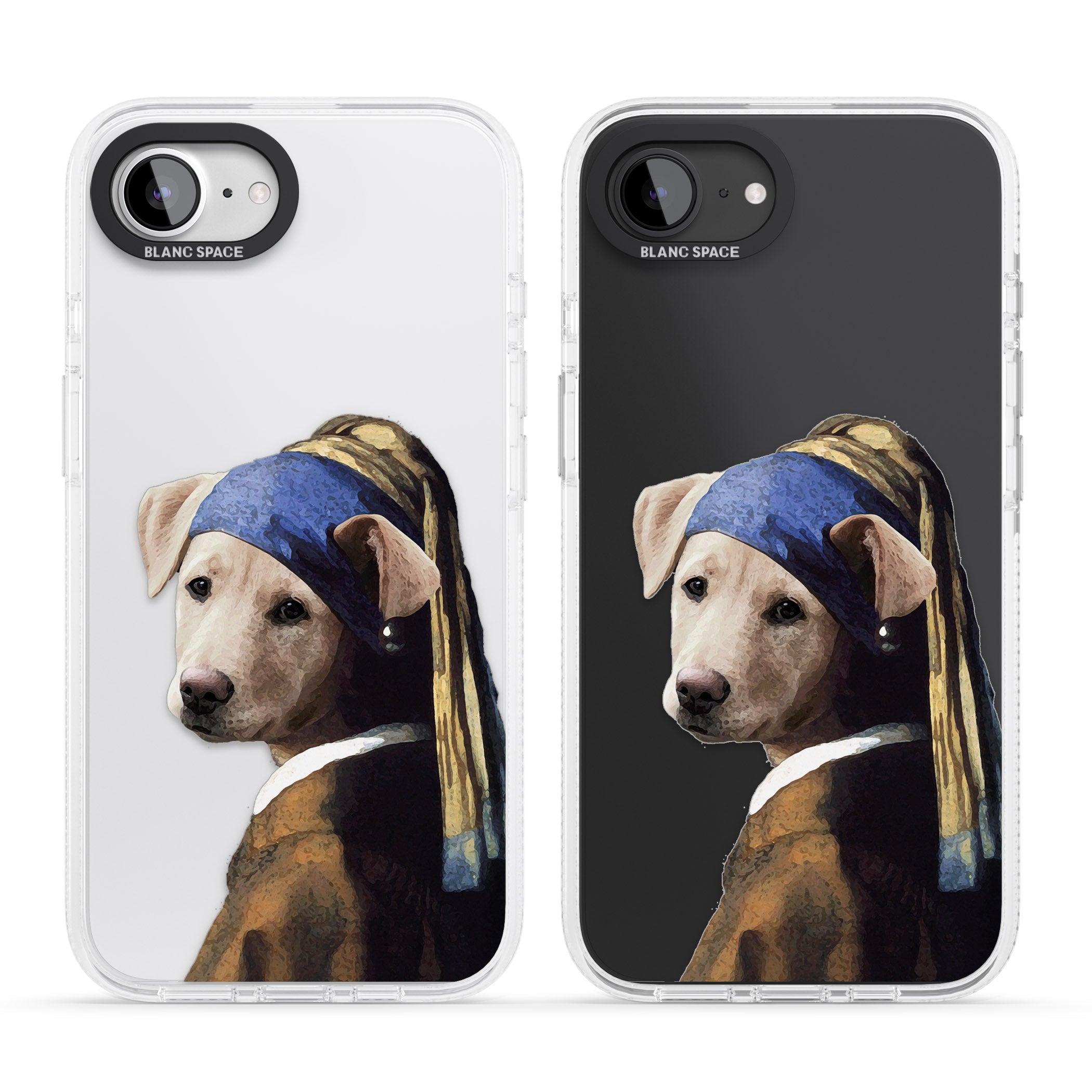 Doggo with a Pearl Earring iPhone 16e Clear Case Impact Air - Blanc Space