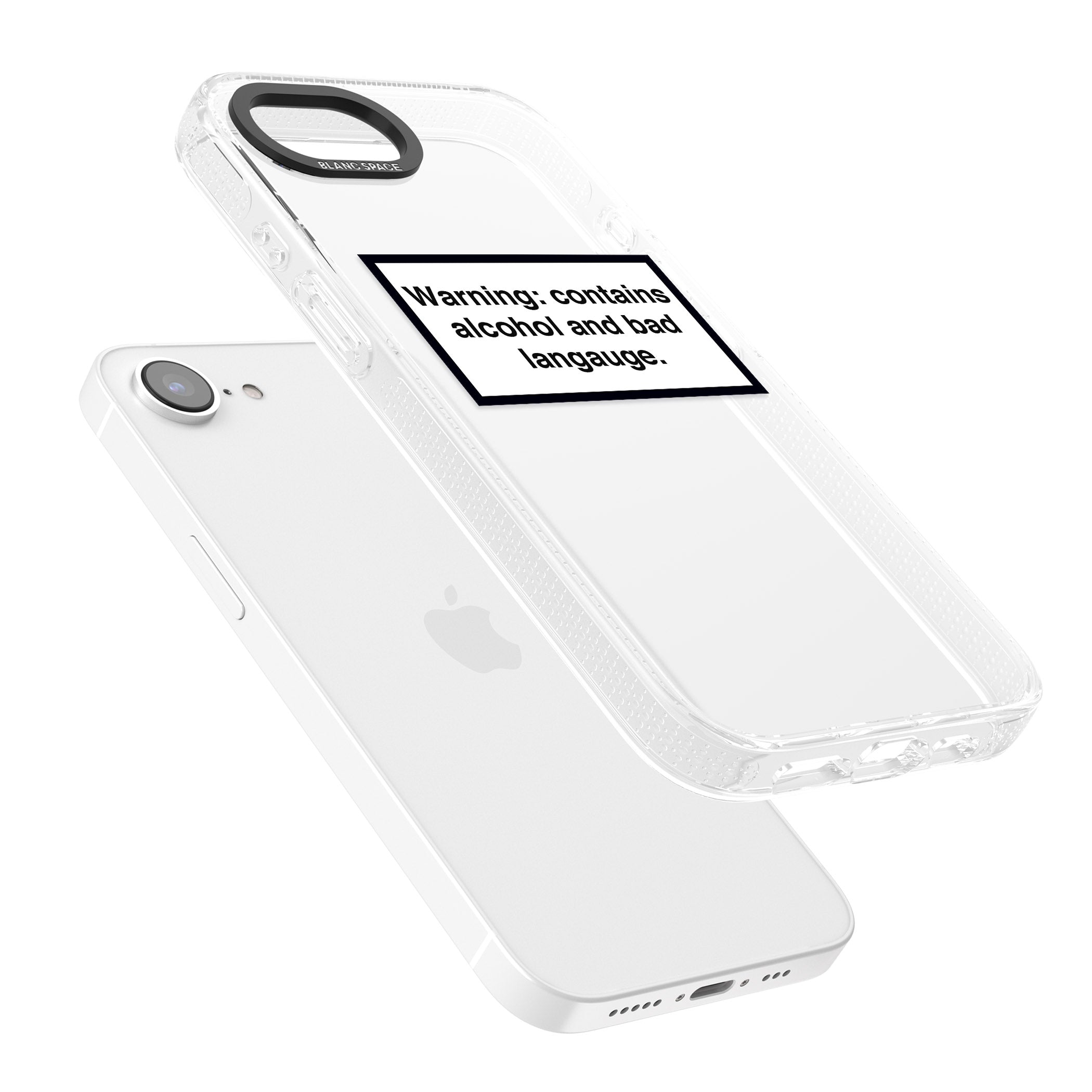 Warning: Contains Alcohol & Bad Language iPhone 16e Clear Case Impact Air - Blanc Space