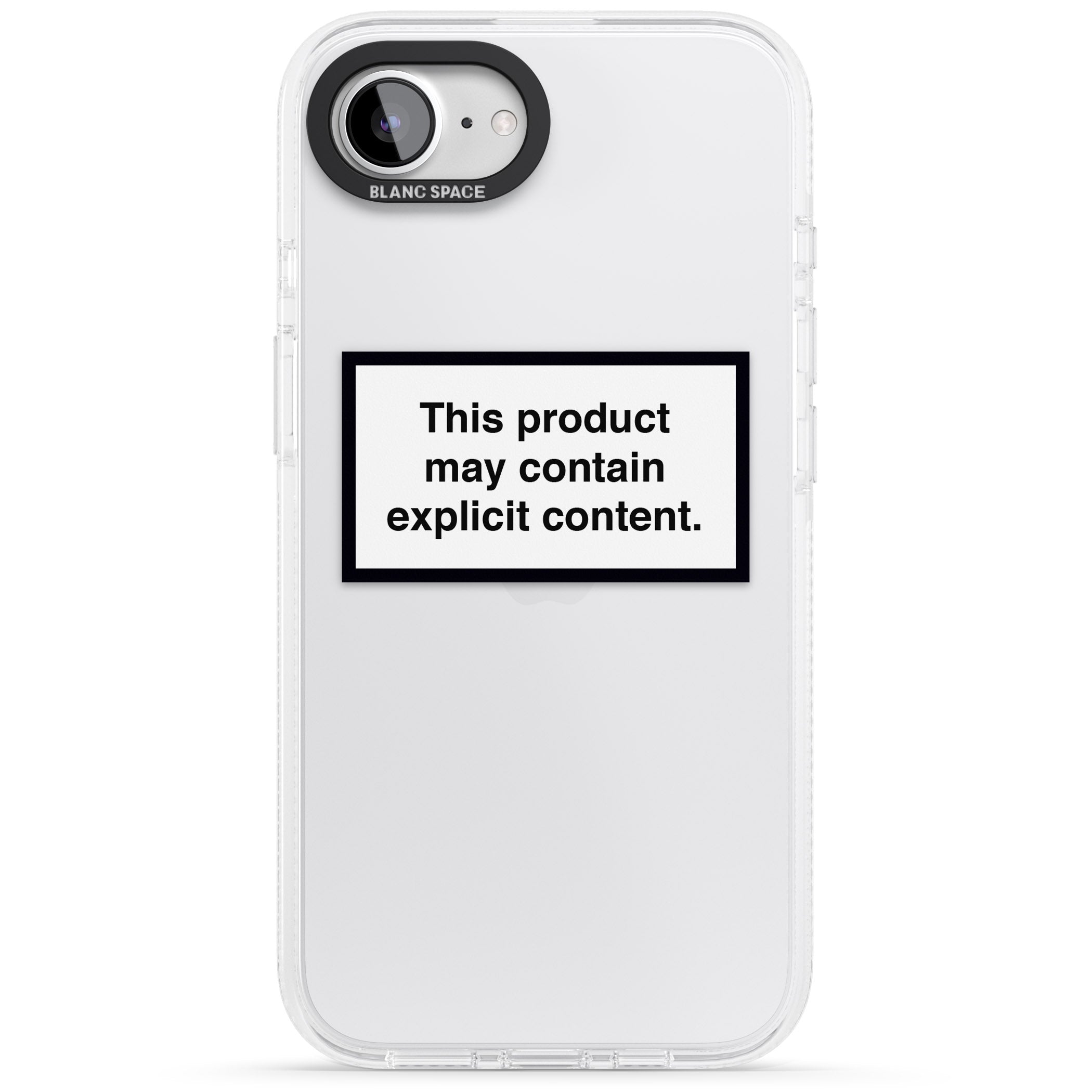 Contains Explicit Content iPhone 16e Clear Case Impact Air - Blanc Space