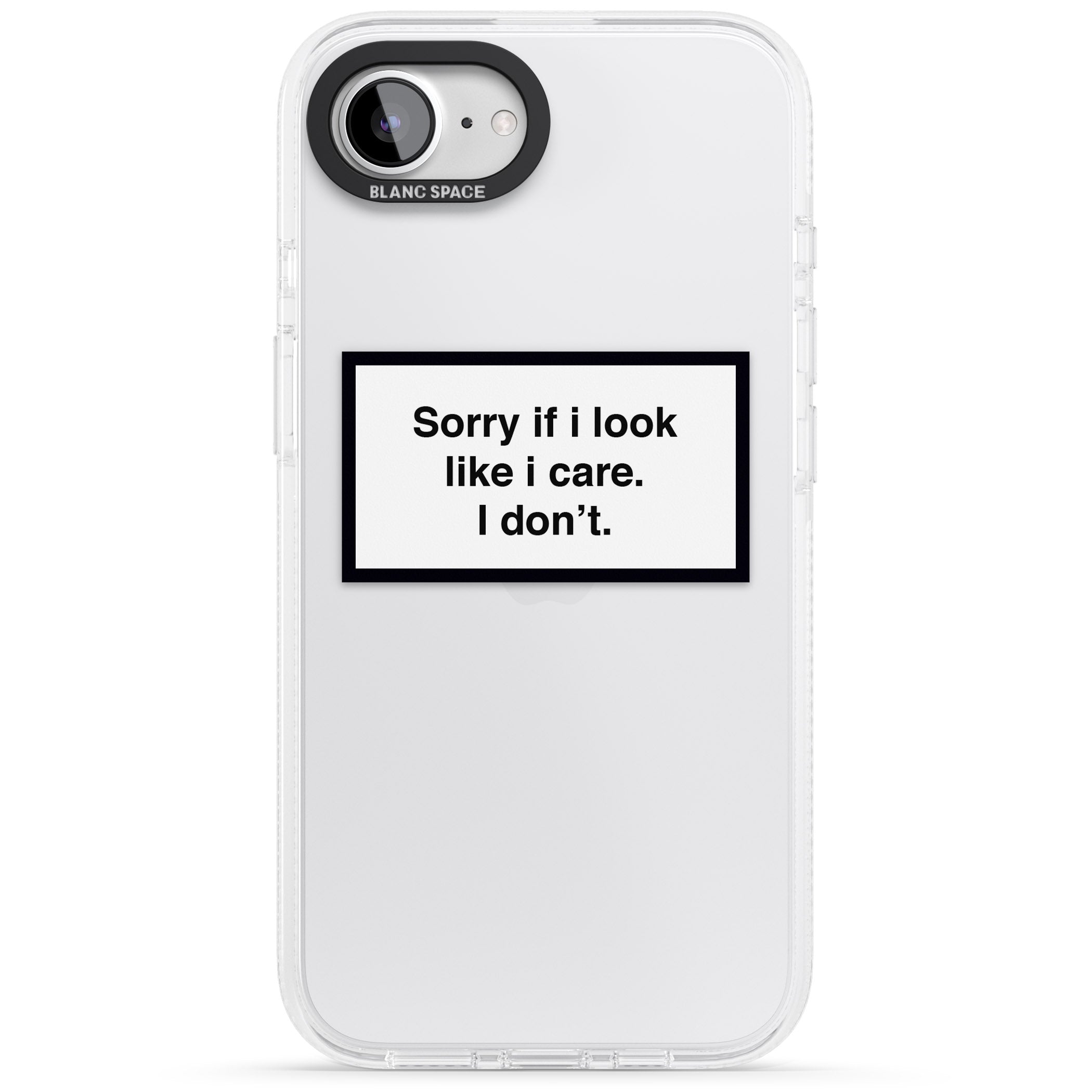 Sorry if it looks like I care iPhone 16e Clear Case Impact Air - Blanc Space