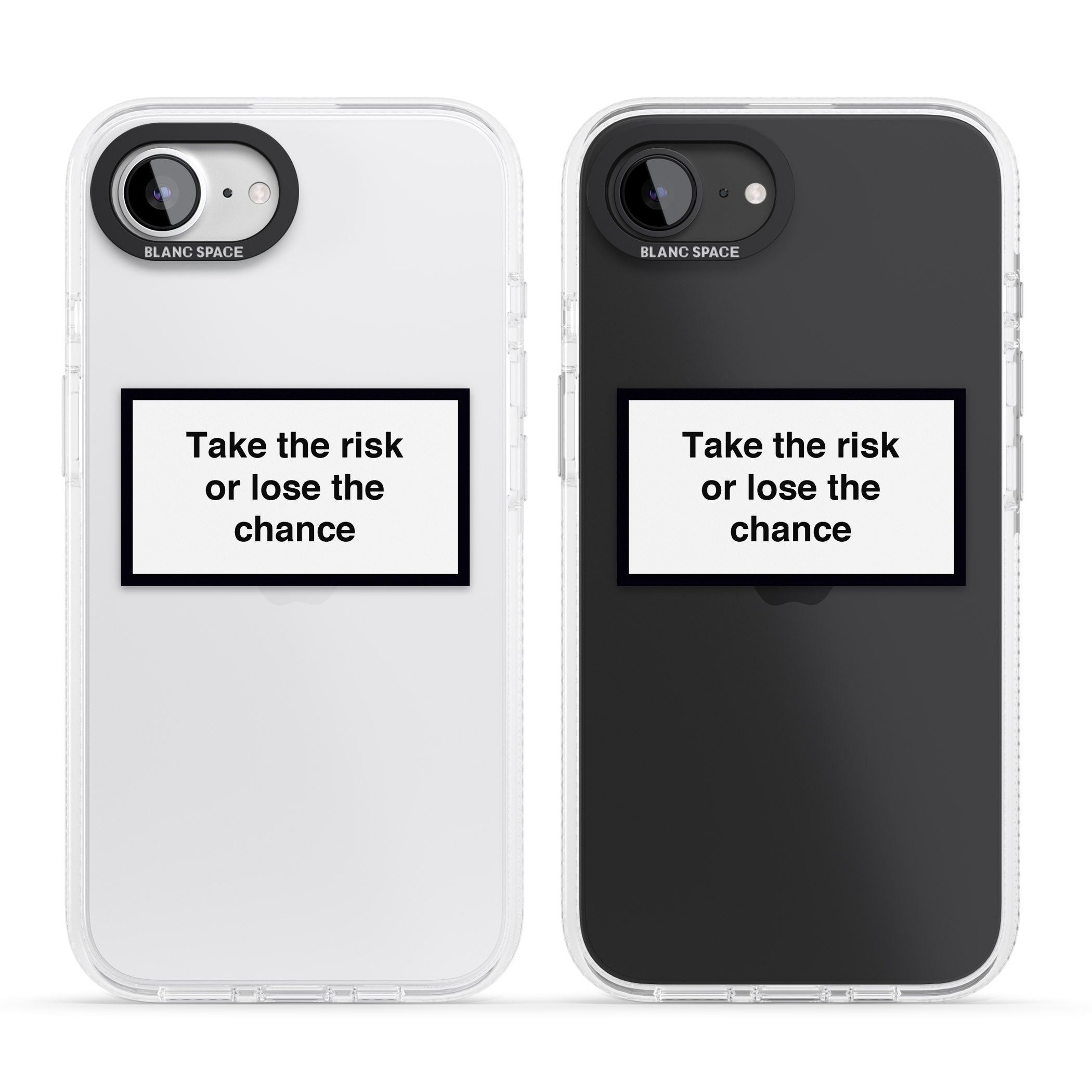 Take the risk or lose the chance iPhone 16e Clear Case Impact Air - Blanc Space