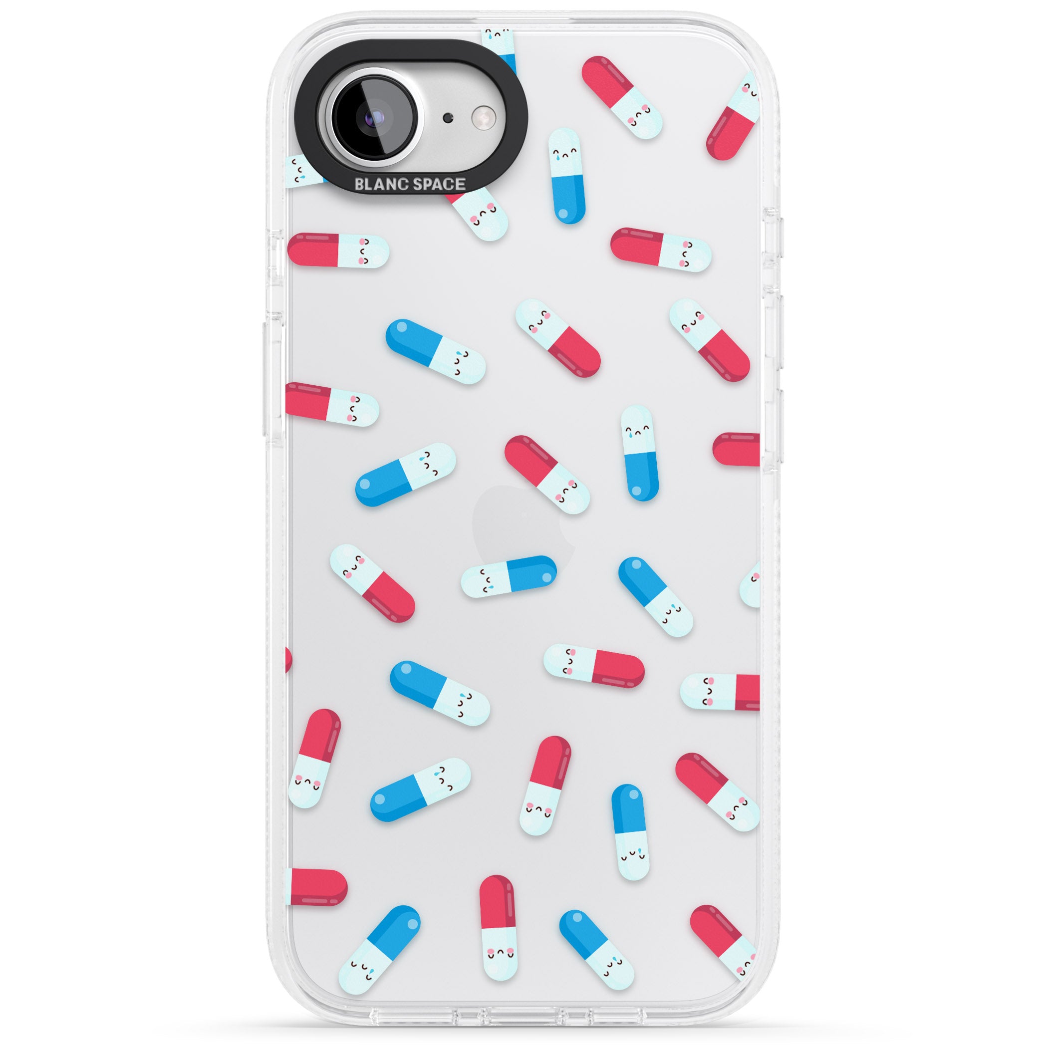 Kawaii Pill Pattern iPhone 16e Clear Case Impact Air - Blanc Space