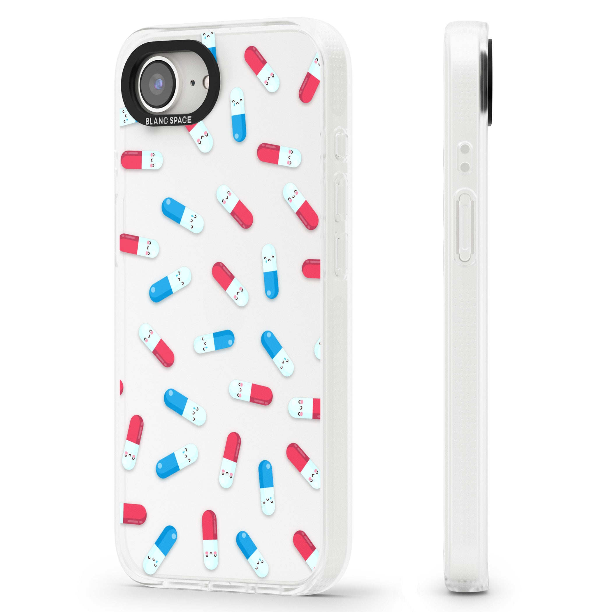 Kawaii Pill Pattern iPhone 16e Clear Case Impact Air - Blanc Space