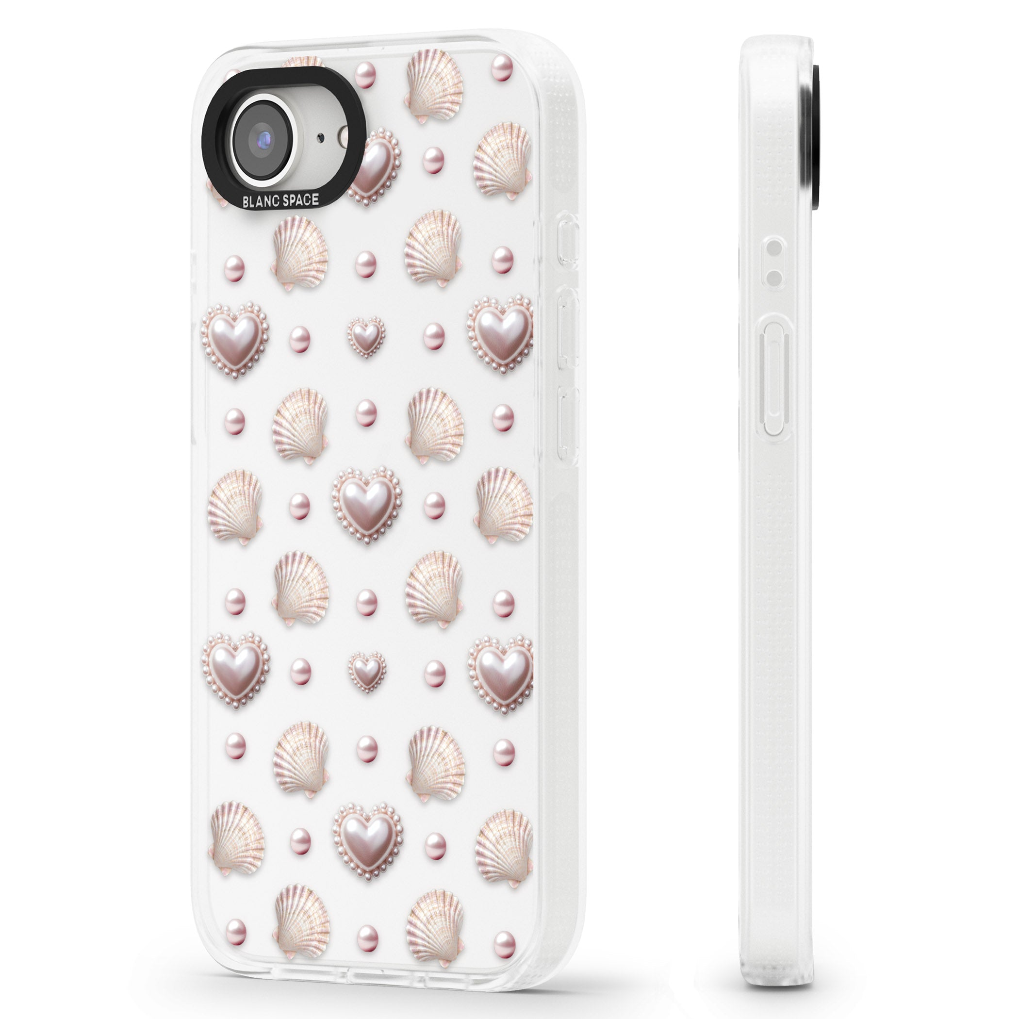 Pearl Hearts iPhone 16e Clear Case Impact Air - Blanc Space