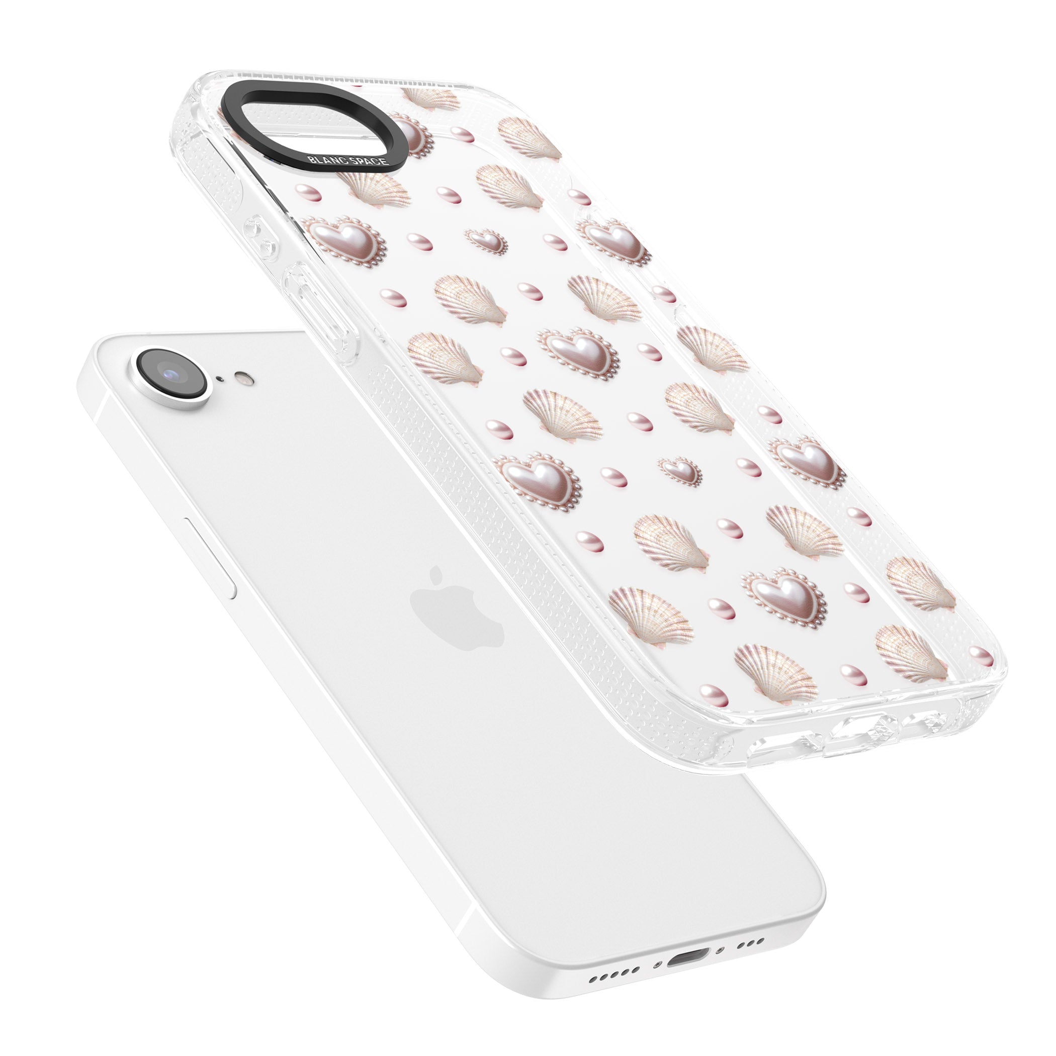 Pearl Hearts iPhone 16e Clear Case Impact Air - Blanc Space