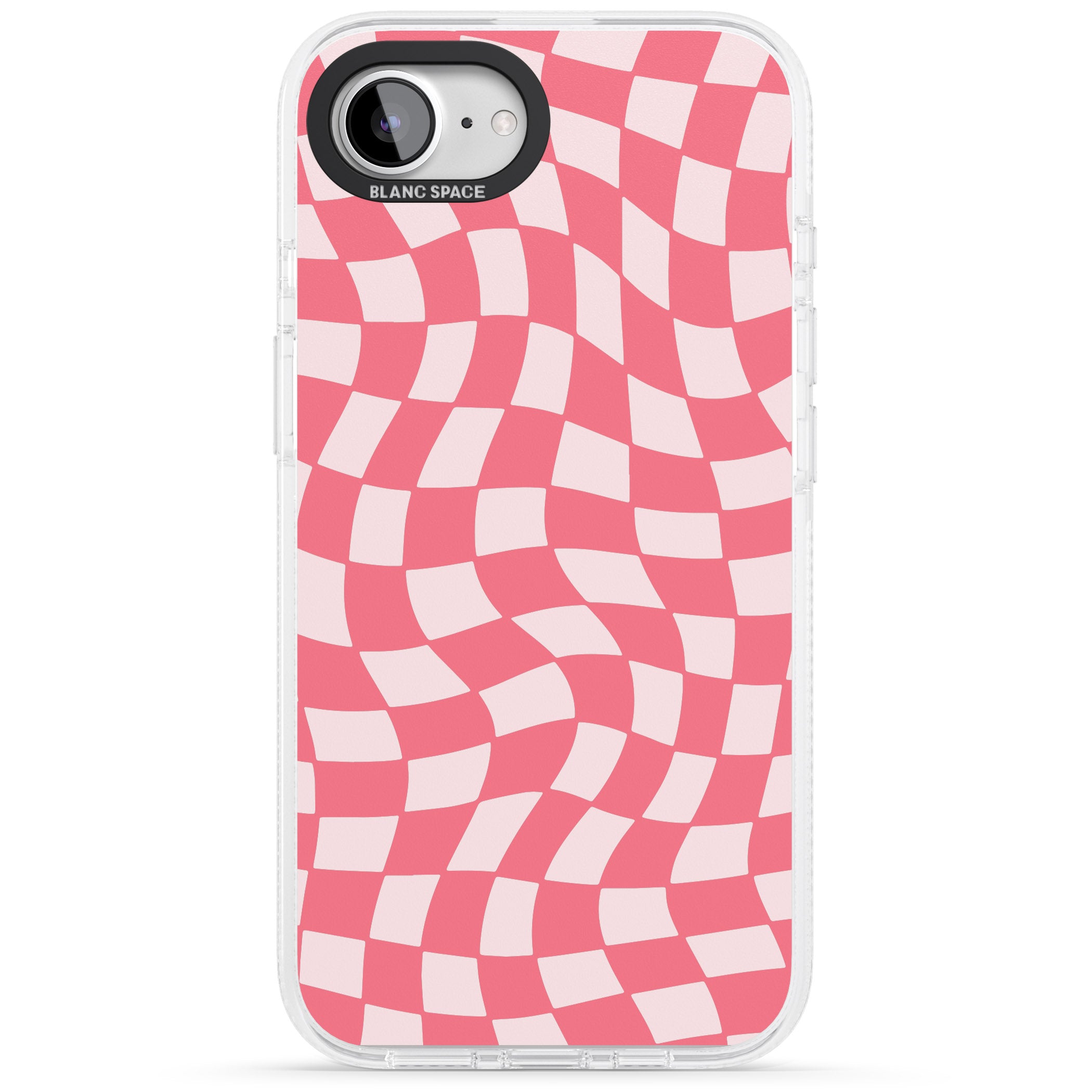 Pink Wavy Checked Pattern iPhone 16e Clear Case Impact Air - Blanc Space