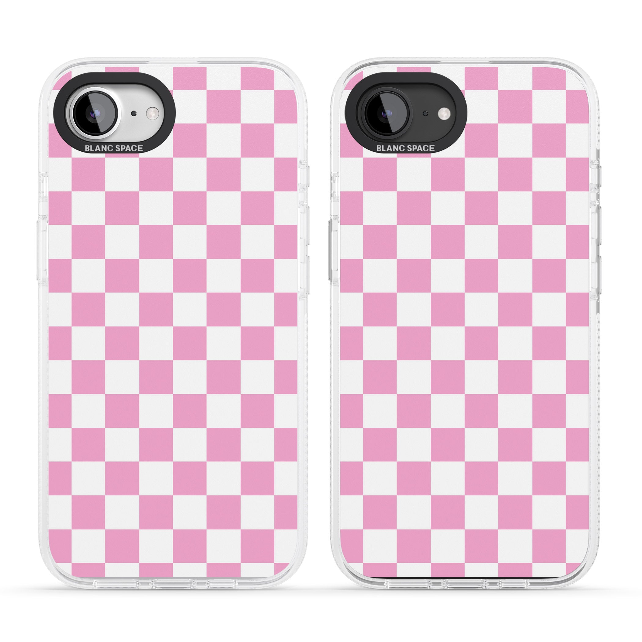 Pink Checkered iPhone 16e Clear Case Impact Air - Blanc Space